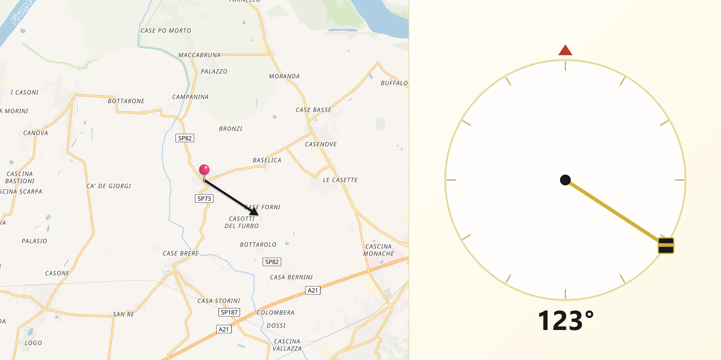 Direzione della Qibla da Casanova Lonati
