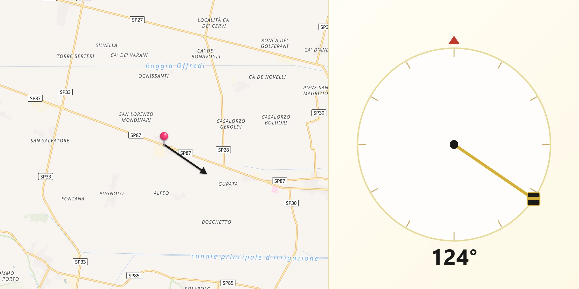 Direzione della Qibla da Cella Dati