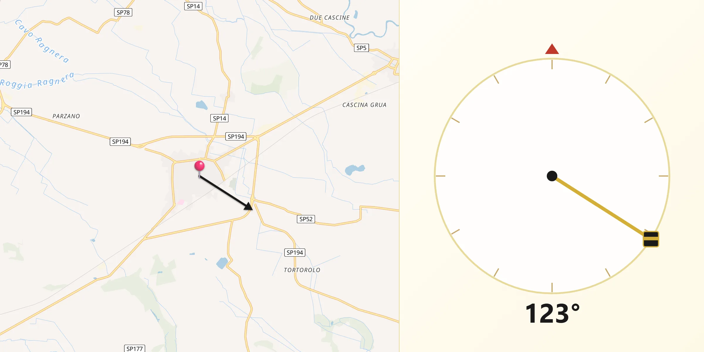 Direzione della Qibla da Mede