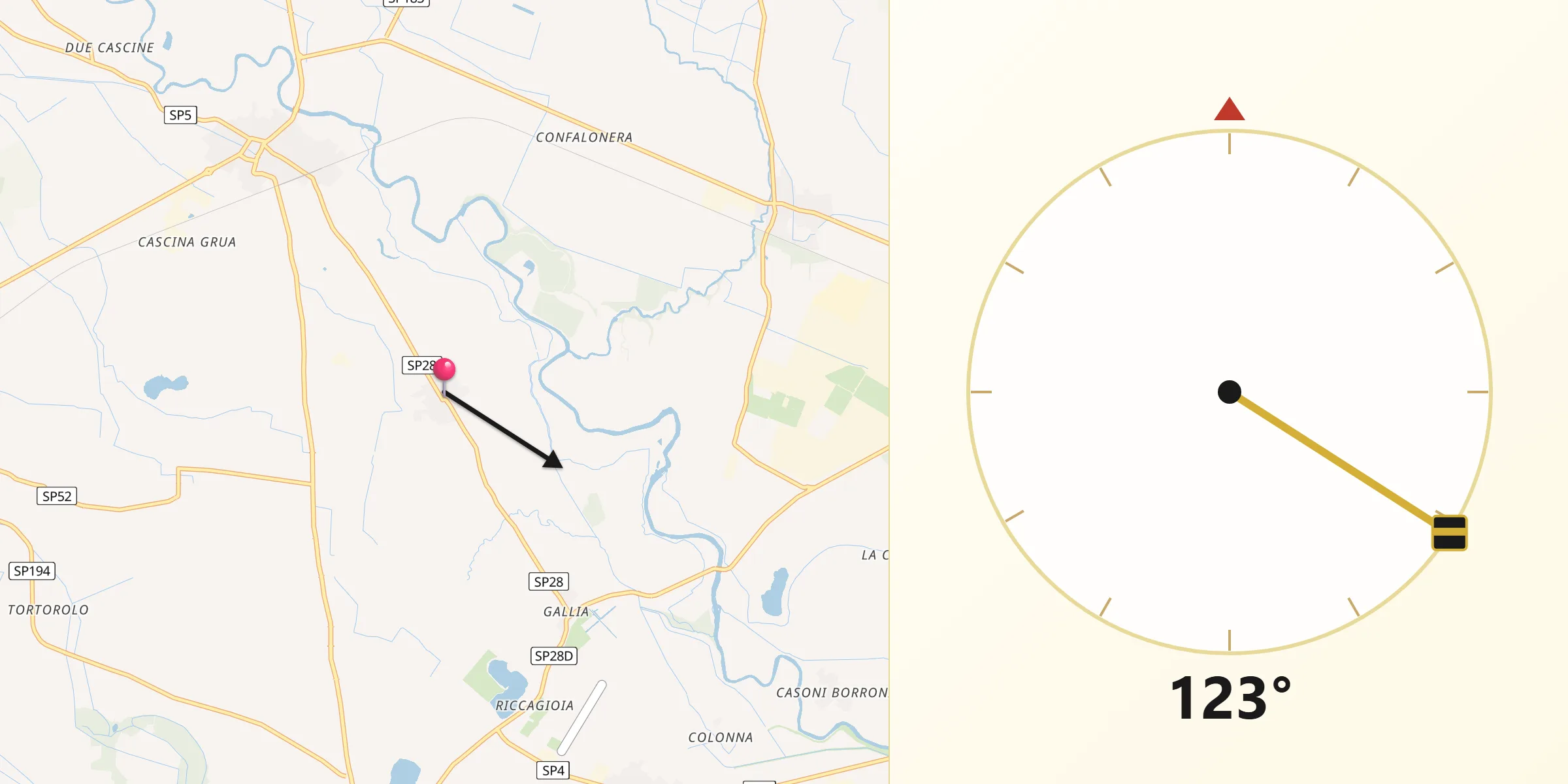 Direzione della Qibla da Galliavola