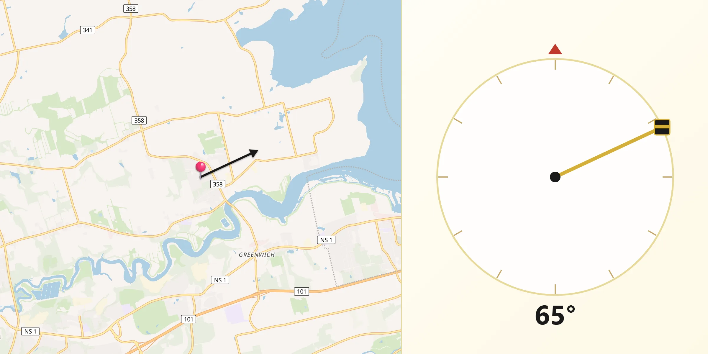 Qibla Direction from Port Williams