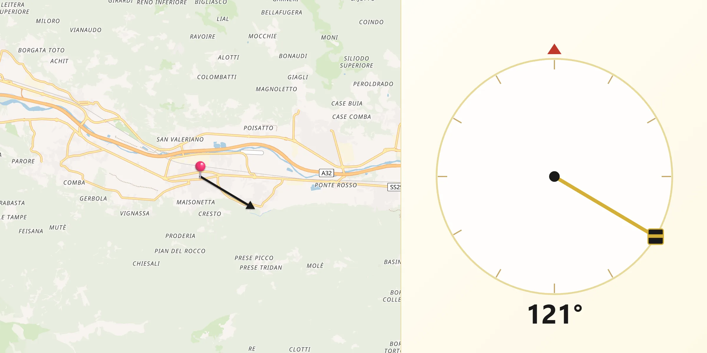Direzione della Qibla da Sant'Antonino di Susa