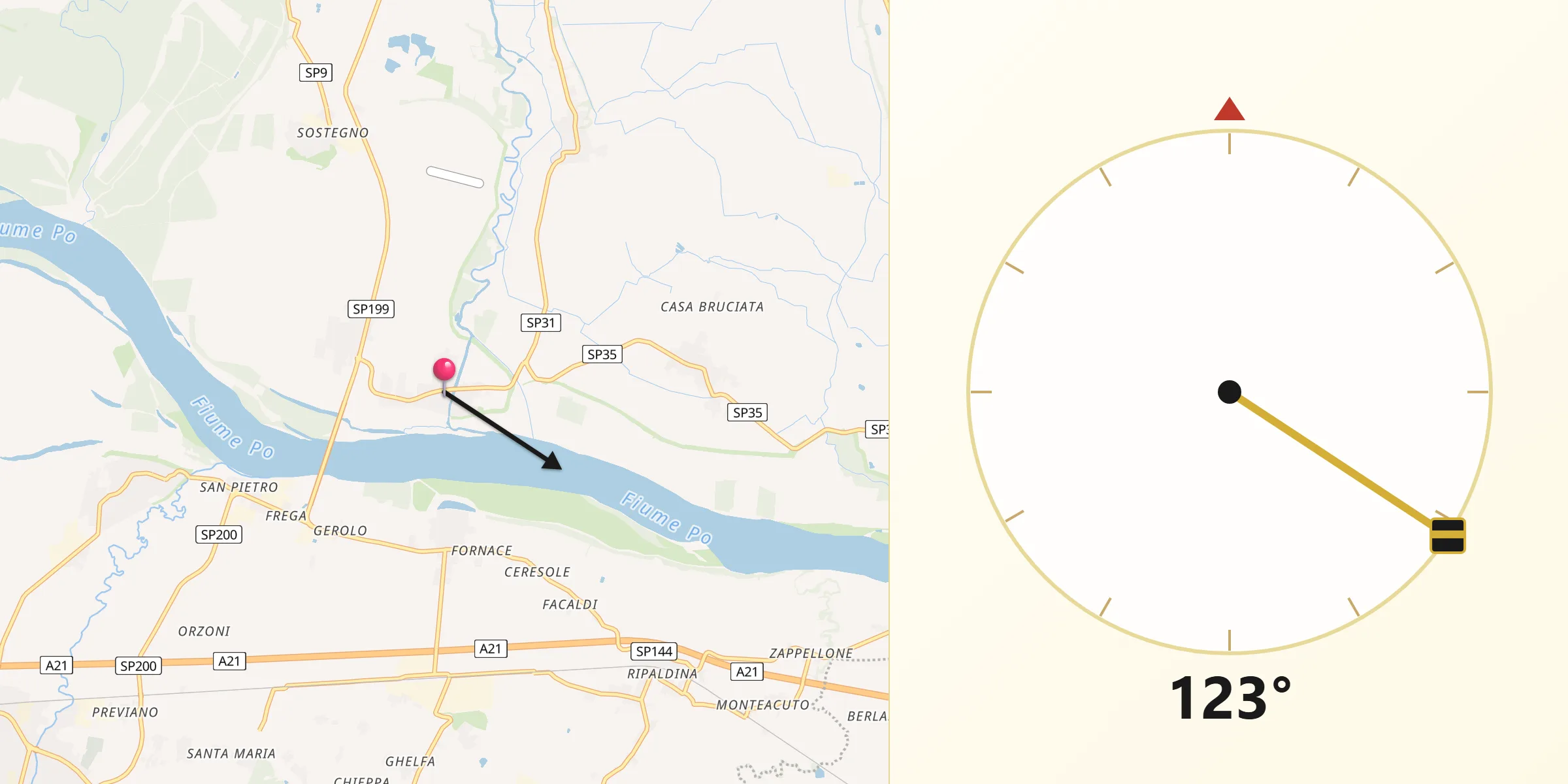 Direzione della Qibla da San Zenone al Po
