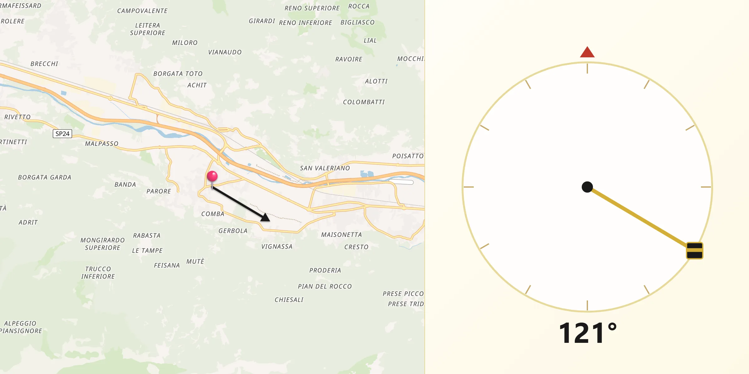 Direzione della Qibla da Baratte