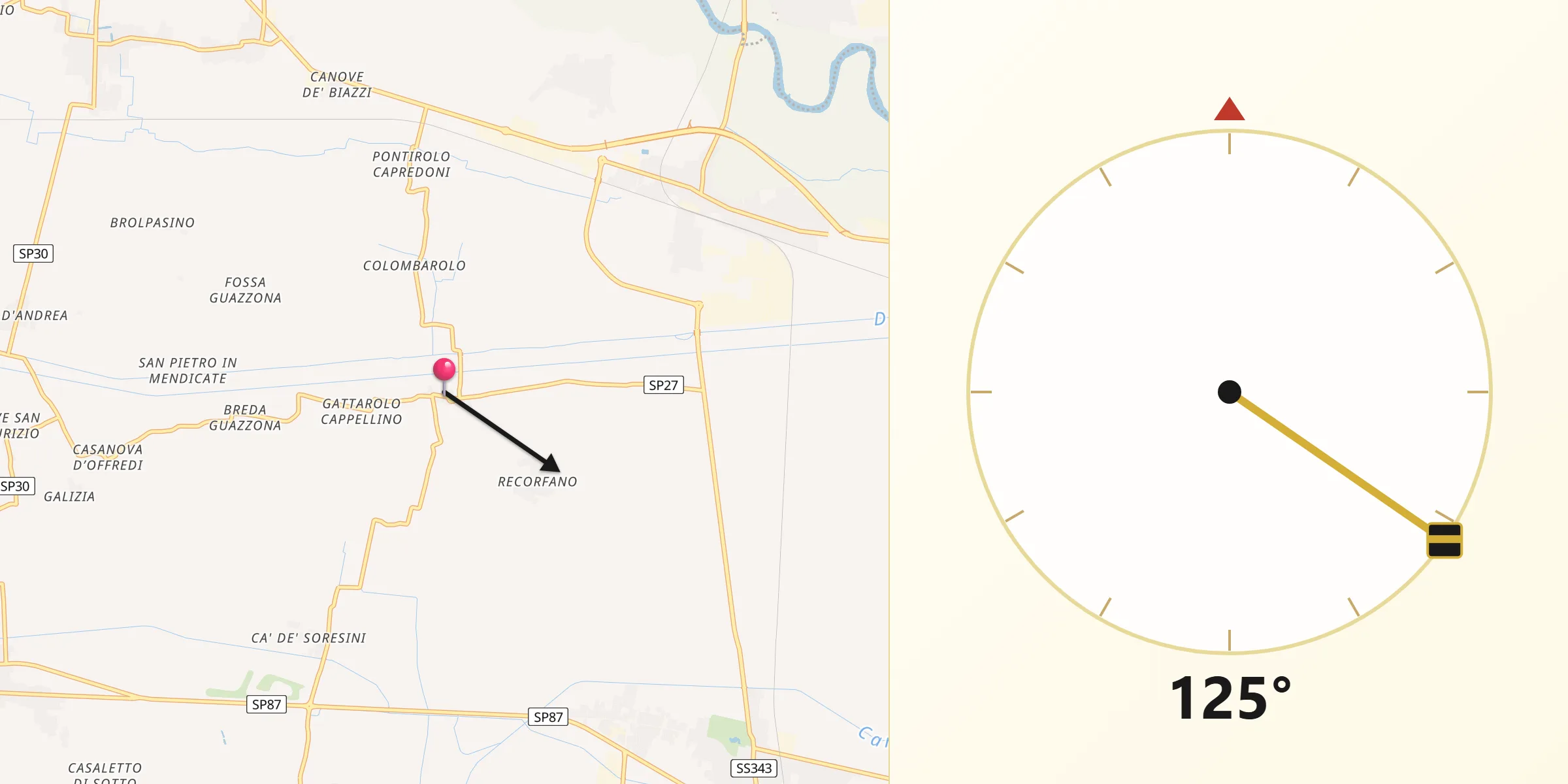 Direzione della Qibla da Voltido