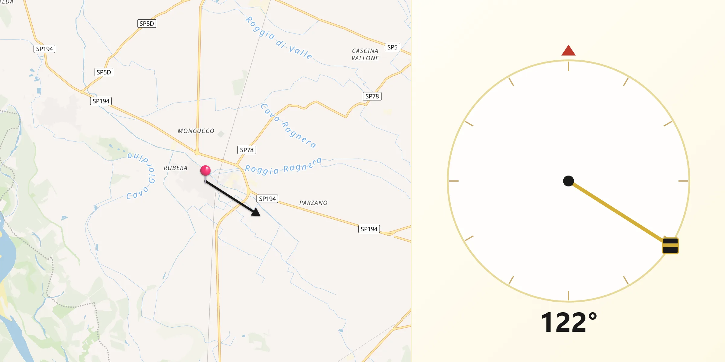 Direzione della Qibla da Sartirana Lomellina
