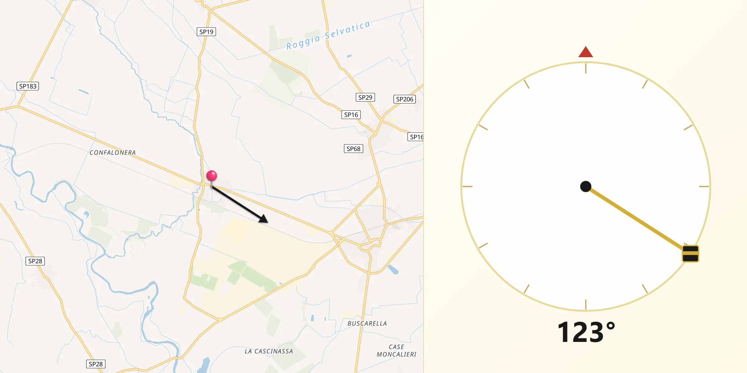 Direzione della Qibla da Ferrera Erbognone