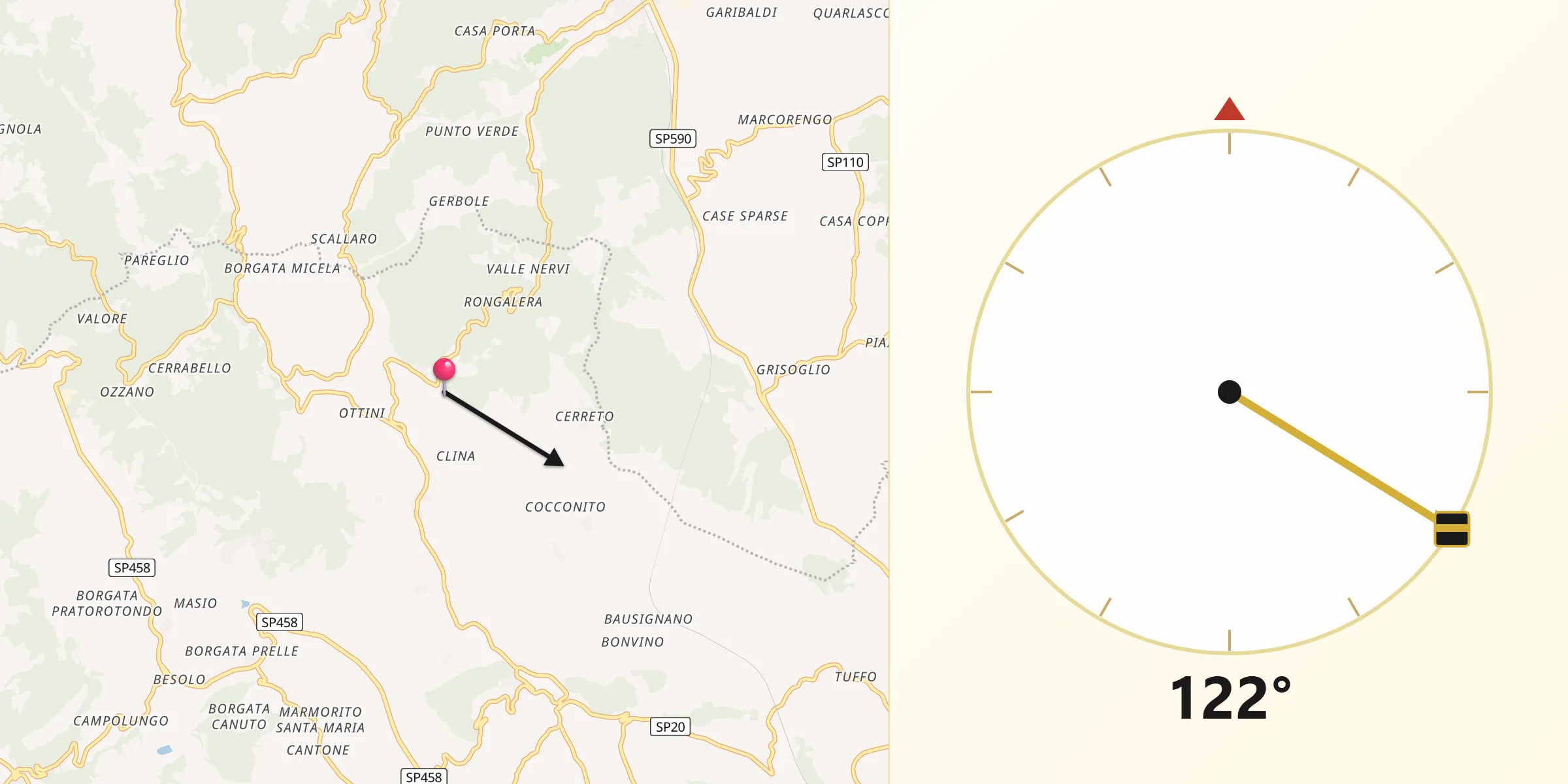Direzione della Qibla da Moransengo