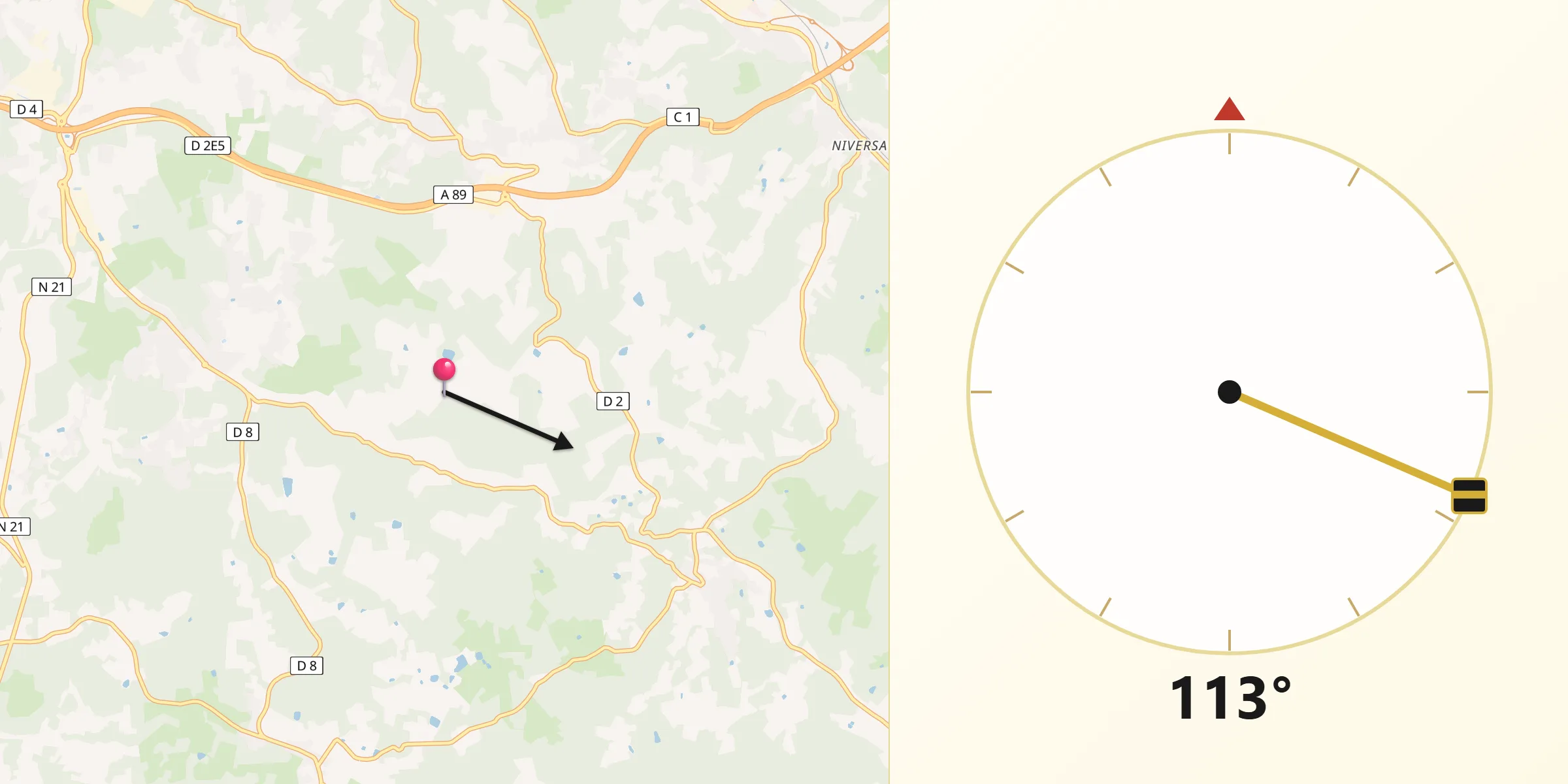 Direction vers la Qibla depuis Boulazac