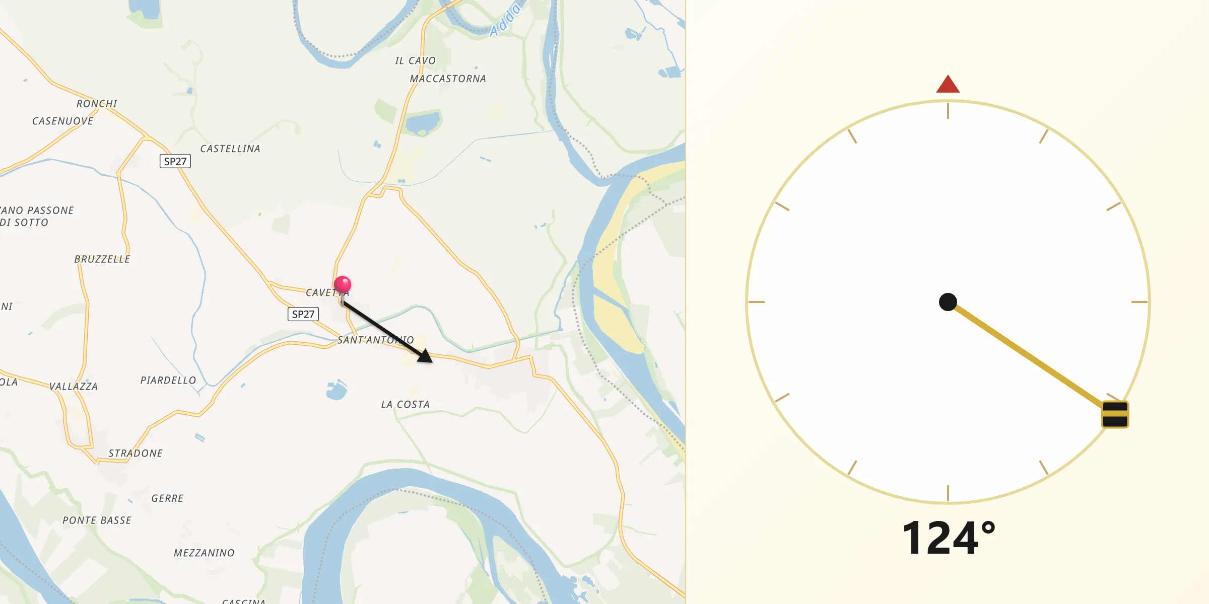 Direzione della Qibla da Meleti