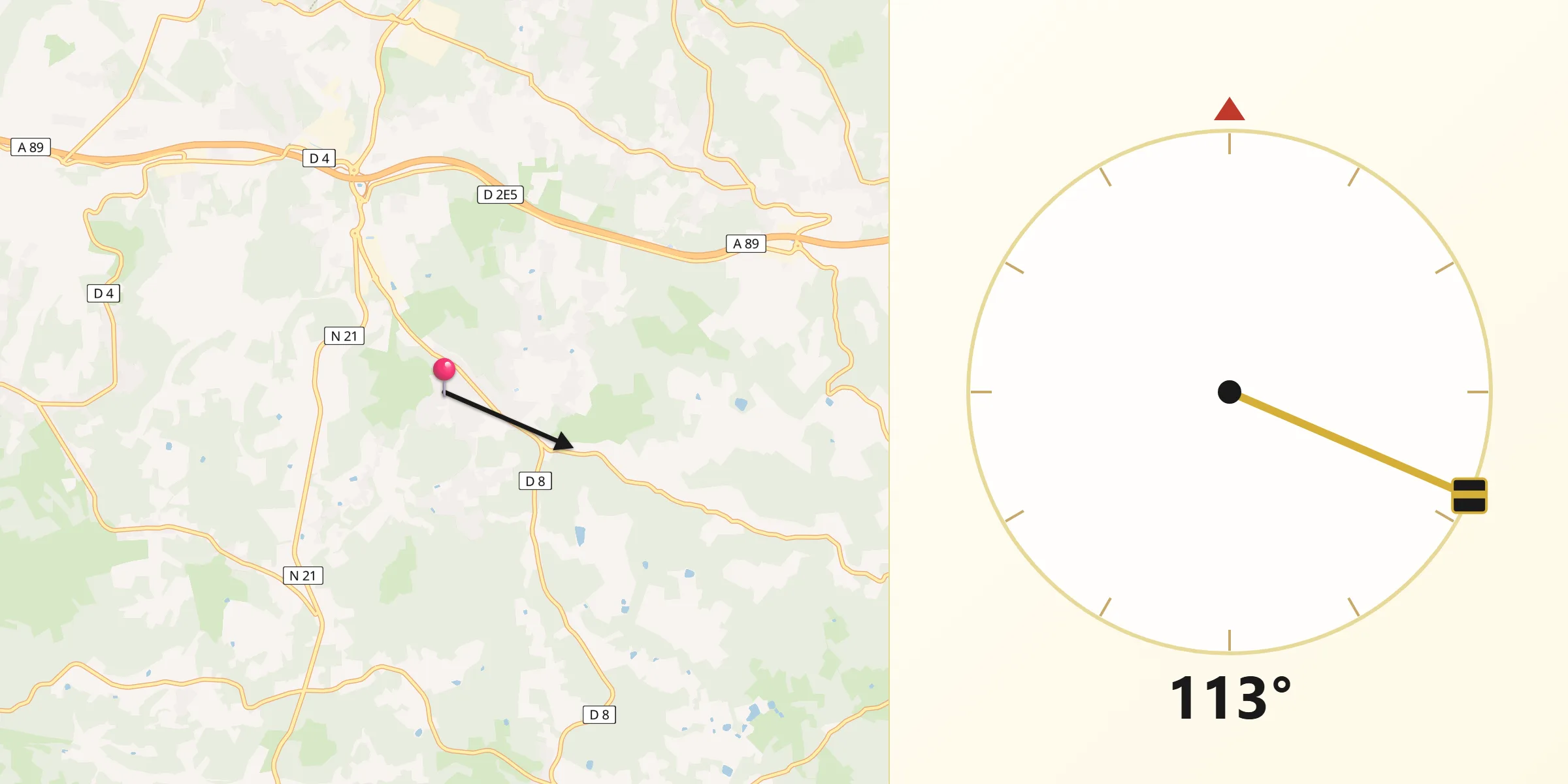 Direction vers la Qibla depuis Notre-Dame-de-Sanilhac