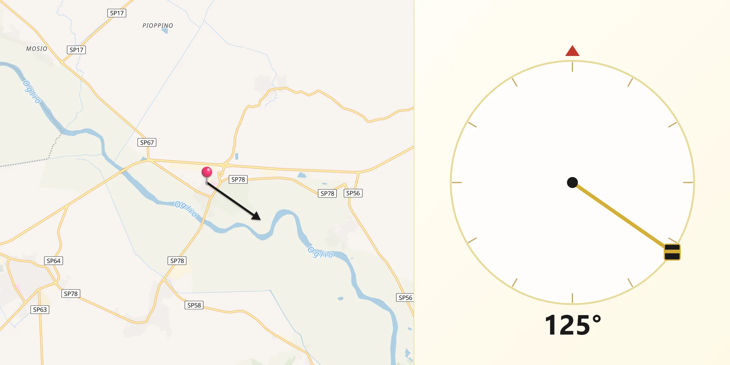 Direzione della Qibla da Marcaria