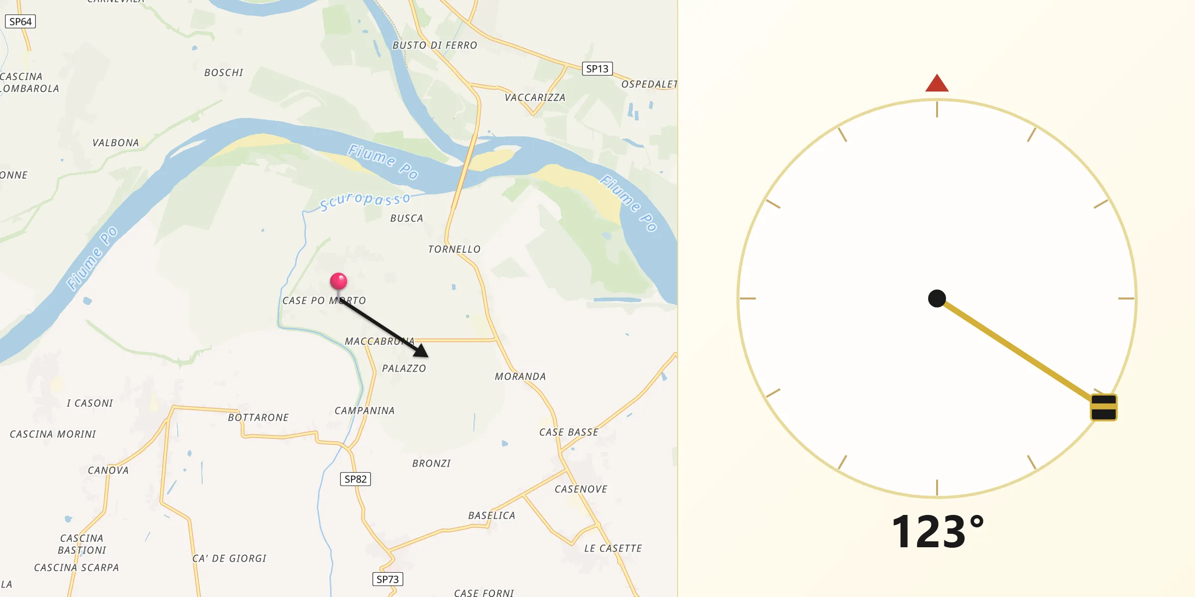 Direzione della Qibla da Mezzanino