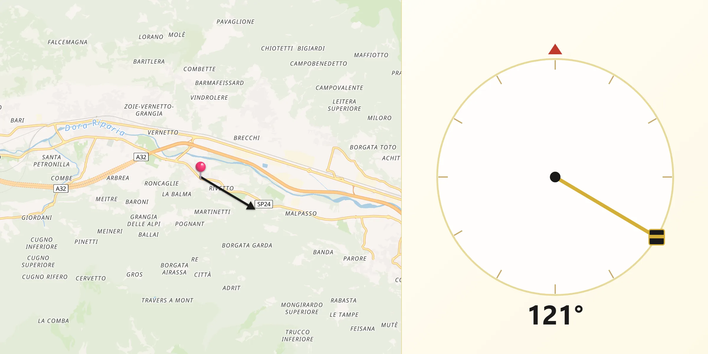Direzione della Qibla da San Giorio