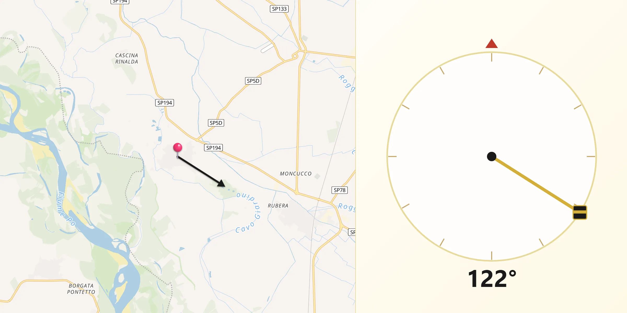 Direzione della Qibla da Breme