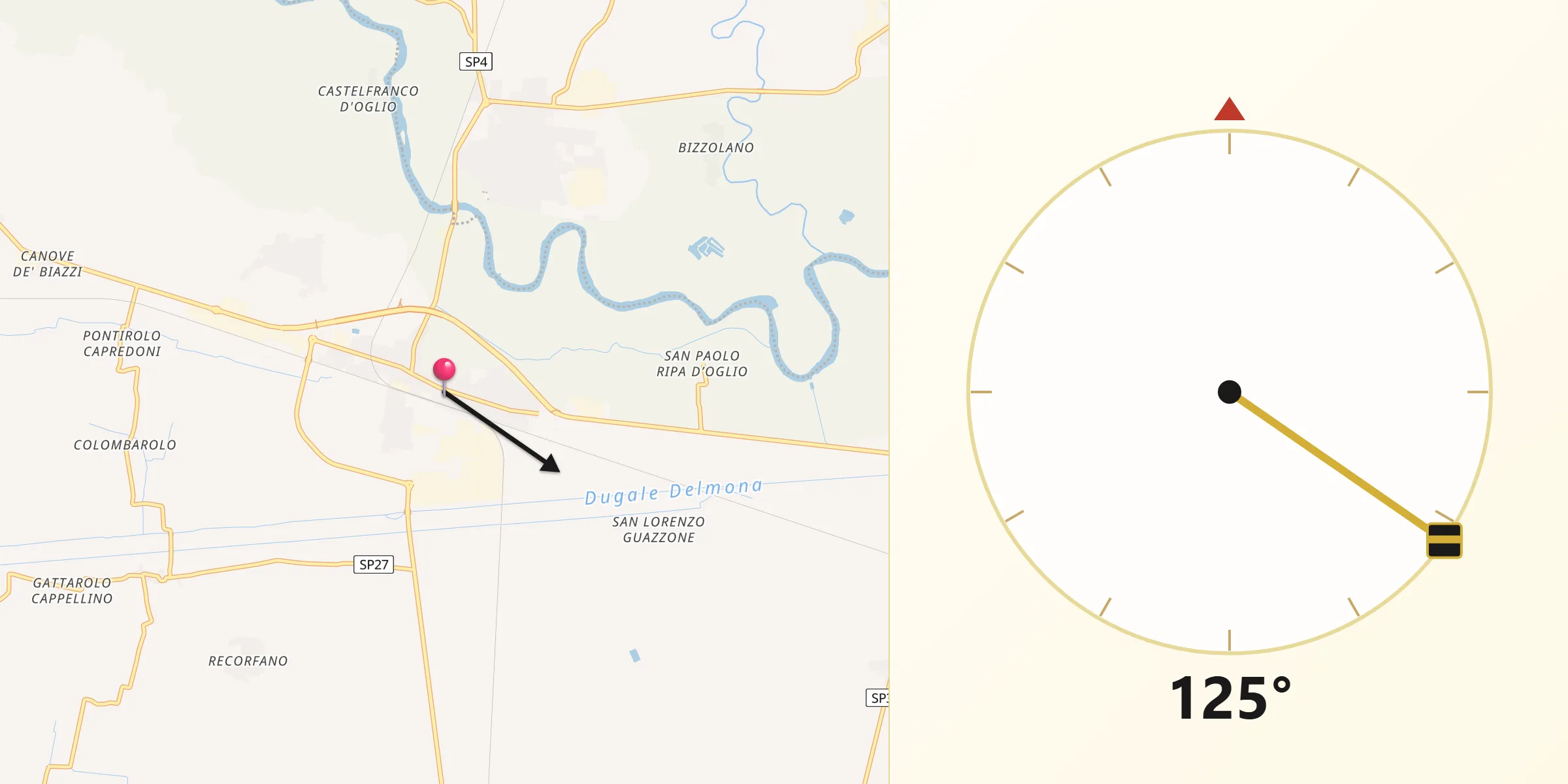 Direzione della Qibla da Piadena