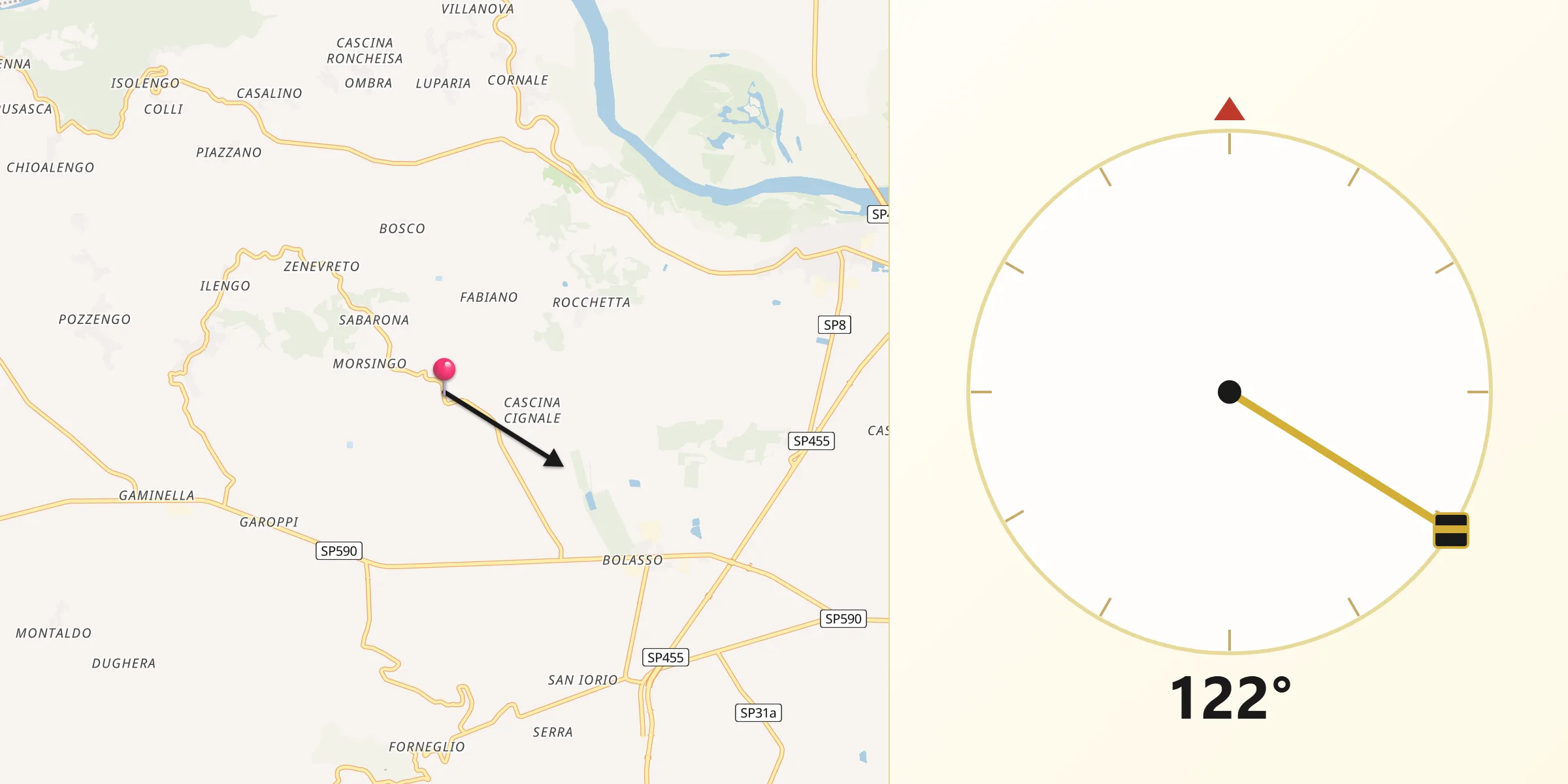 Direzione della Qibla da Solonghello