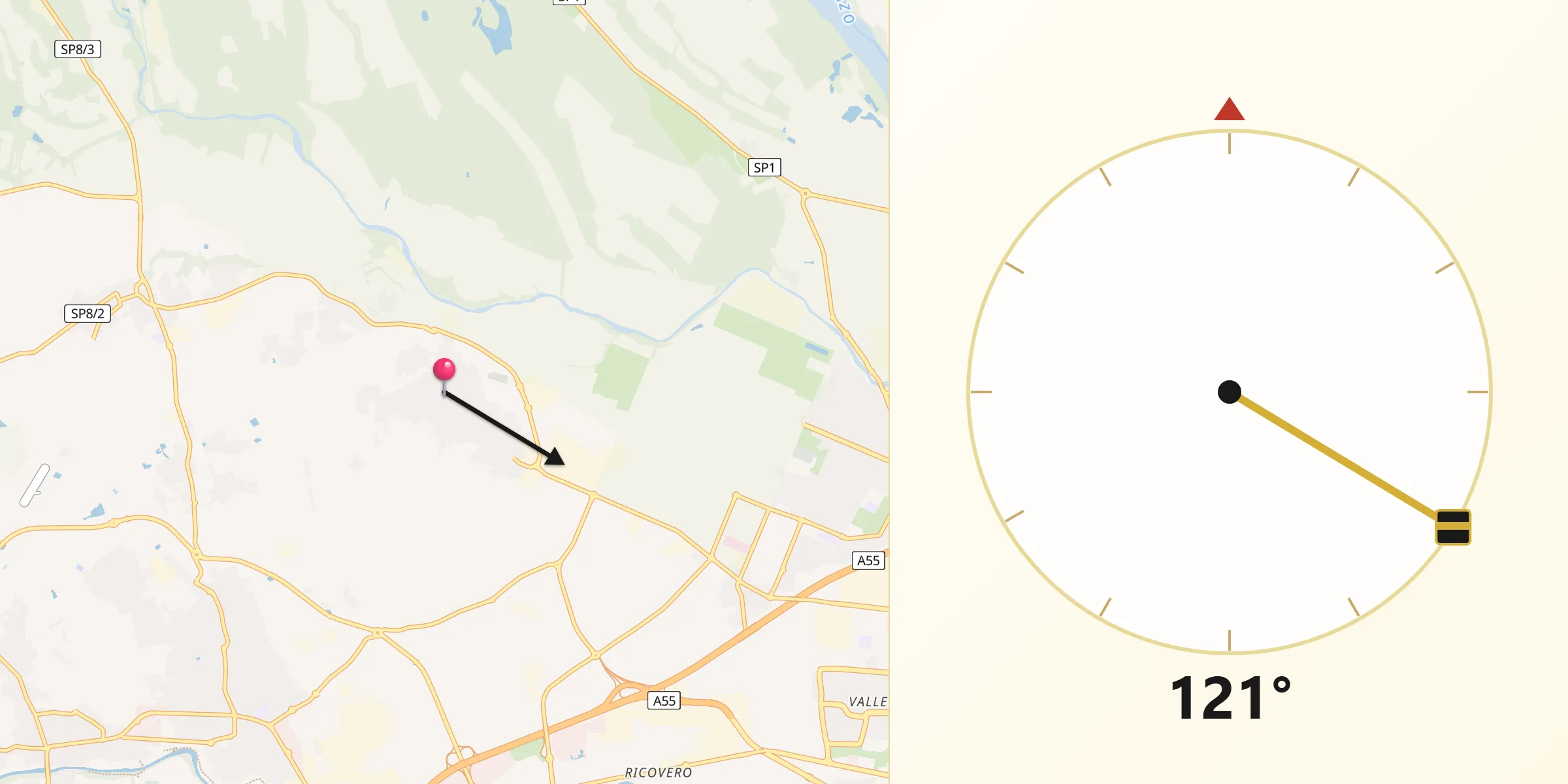 Direzione della Qibla da Druento