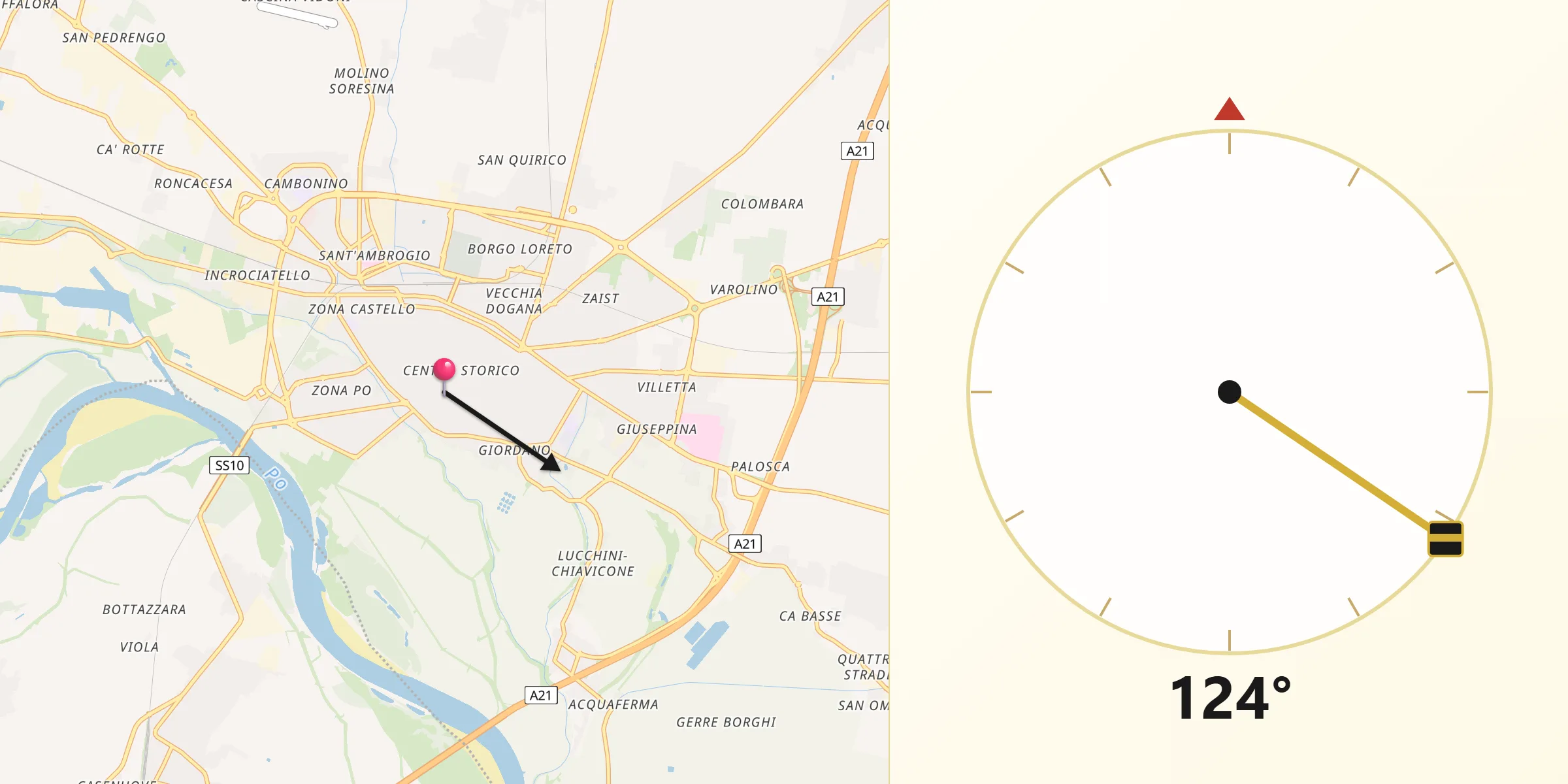 Direzione della Qibla da Cremona