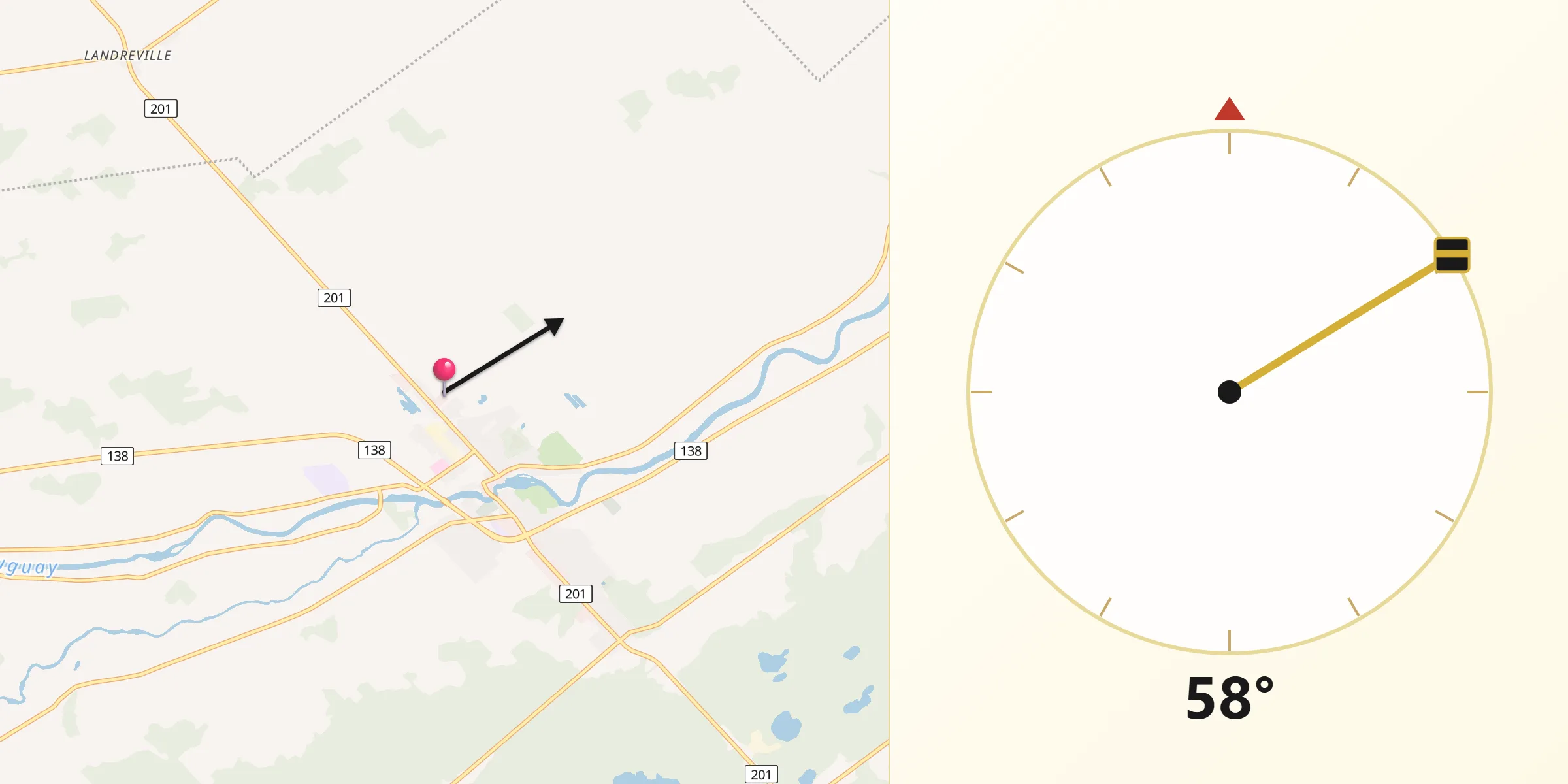Qibla Direction from Ormstown