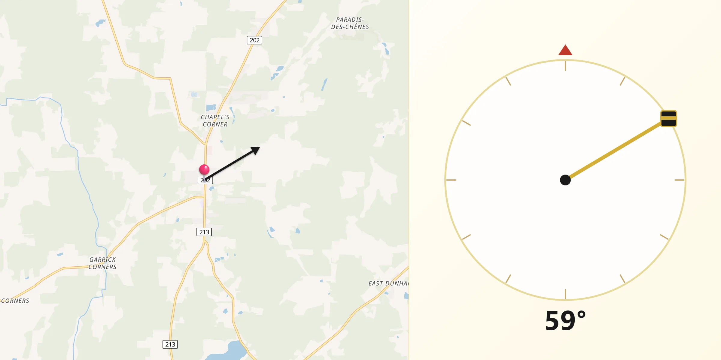 Qibla Direction from Sainte-Croix