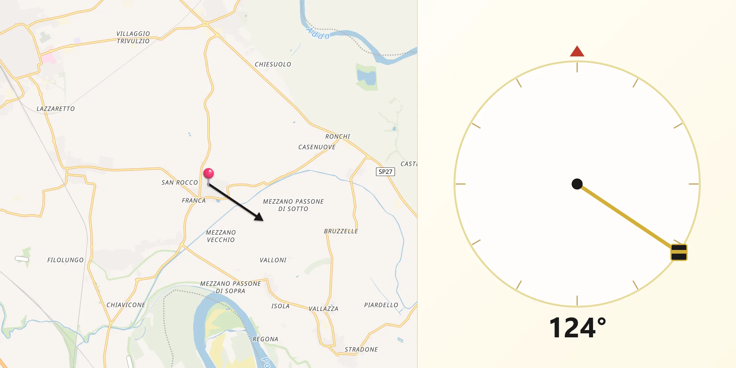 Direzione della Qibla da Corno Giovine