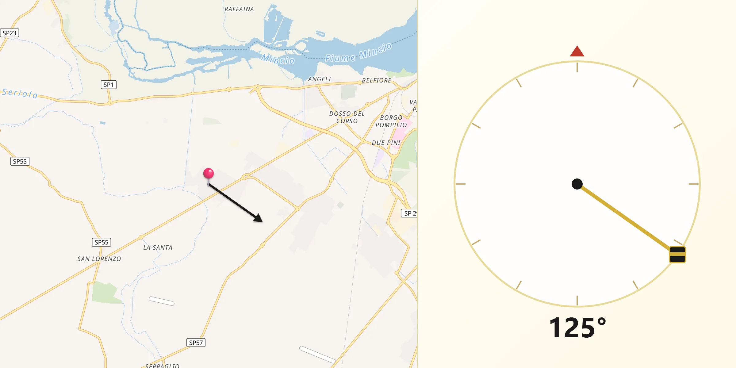 Direzione della Qibla da Montanara