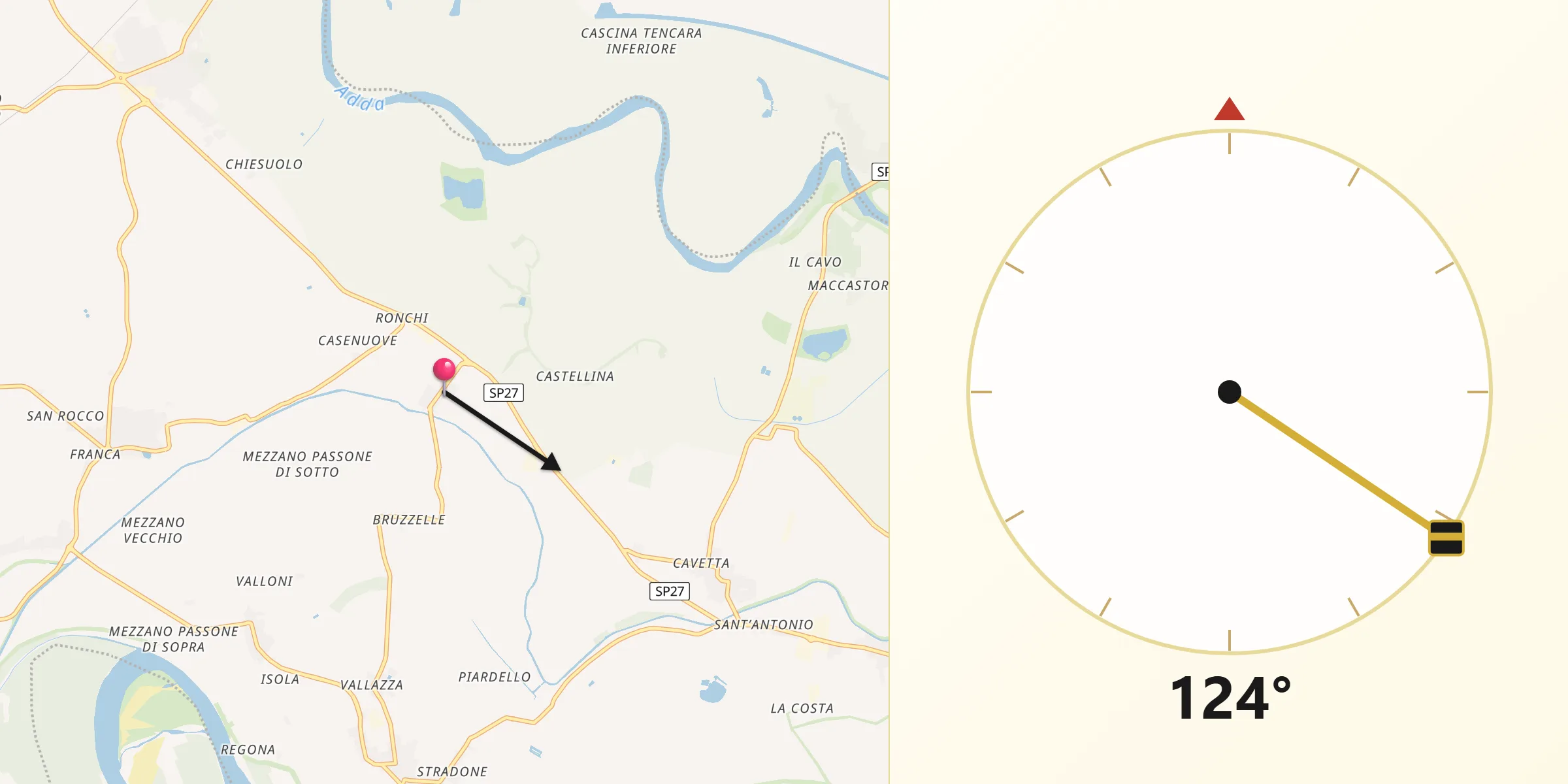 Direzione della Qibla da Cornovecchio