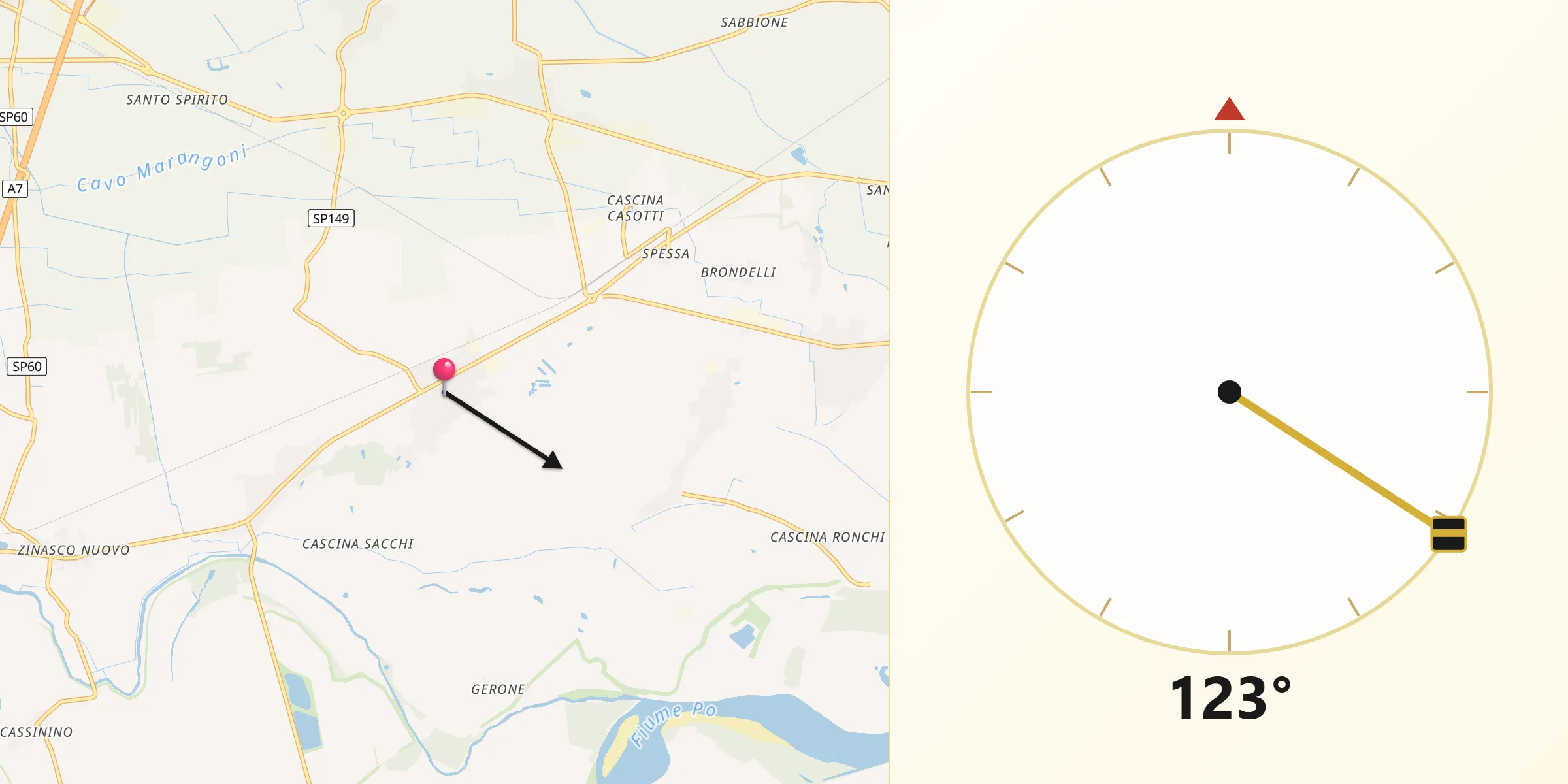 Direzione della Qibla da Sairano