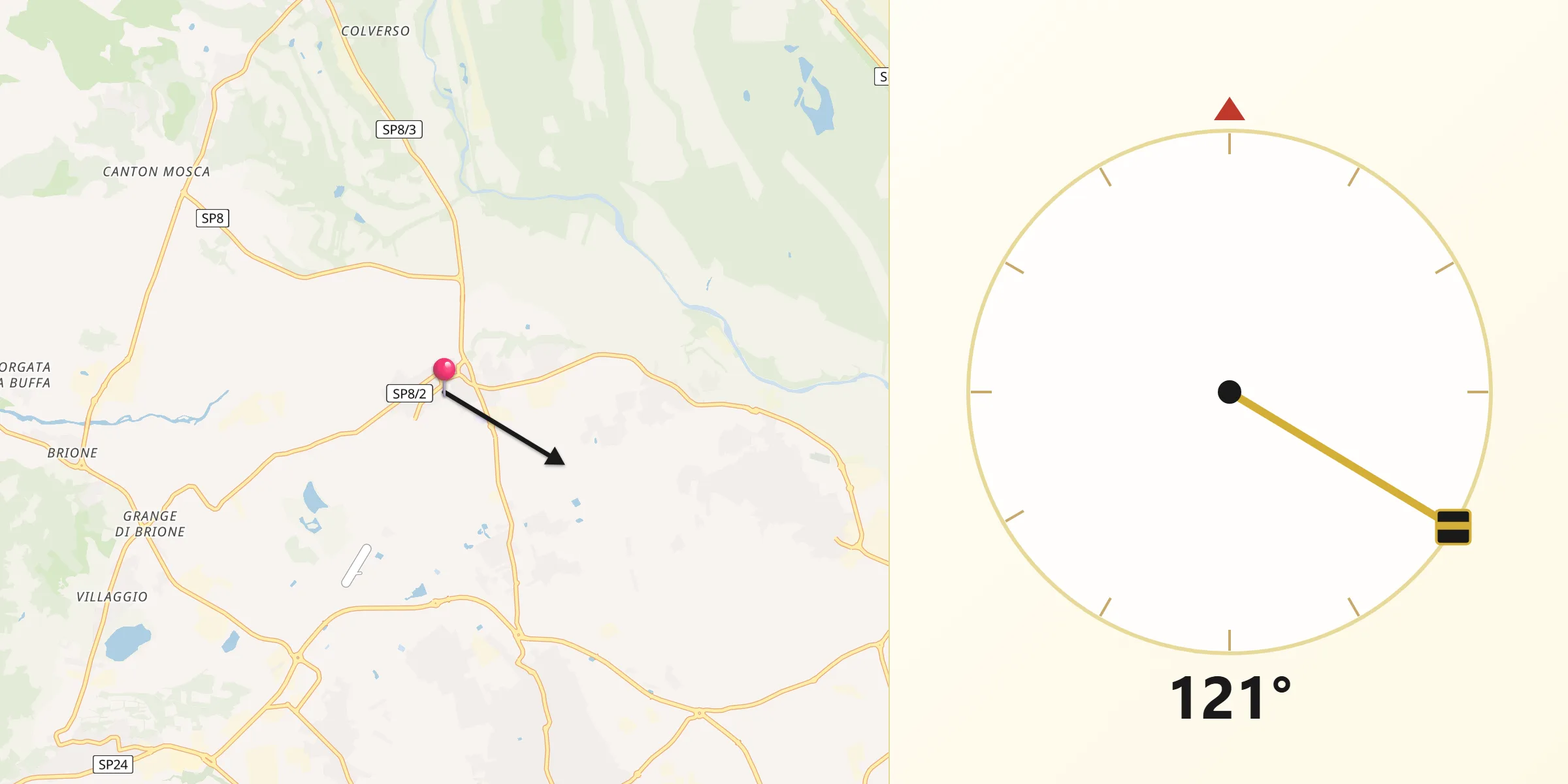 Direzione della Qibla da San Gillio