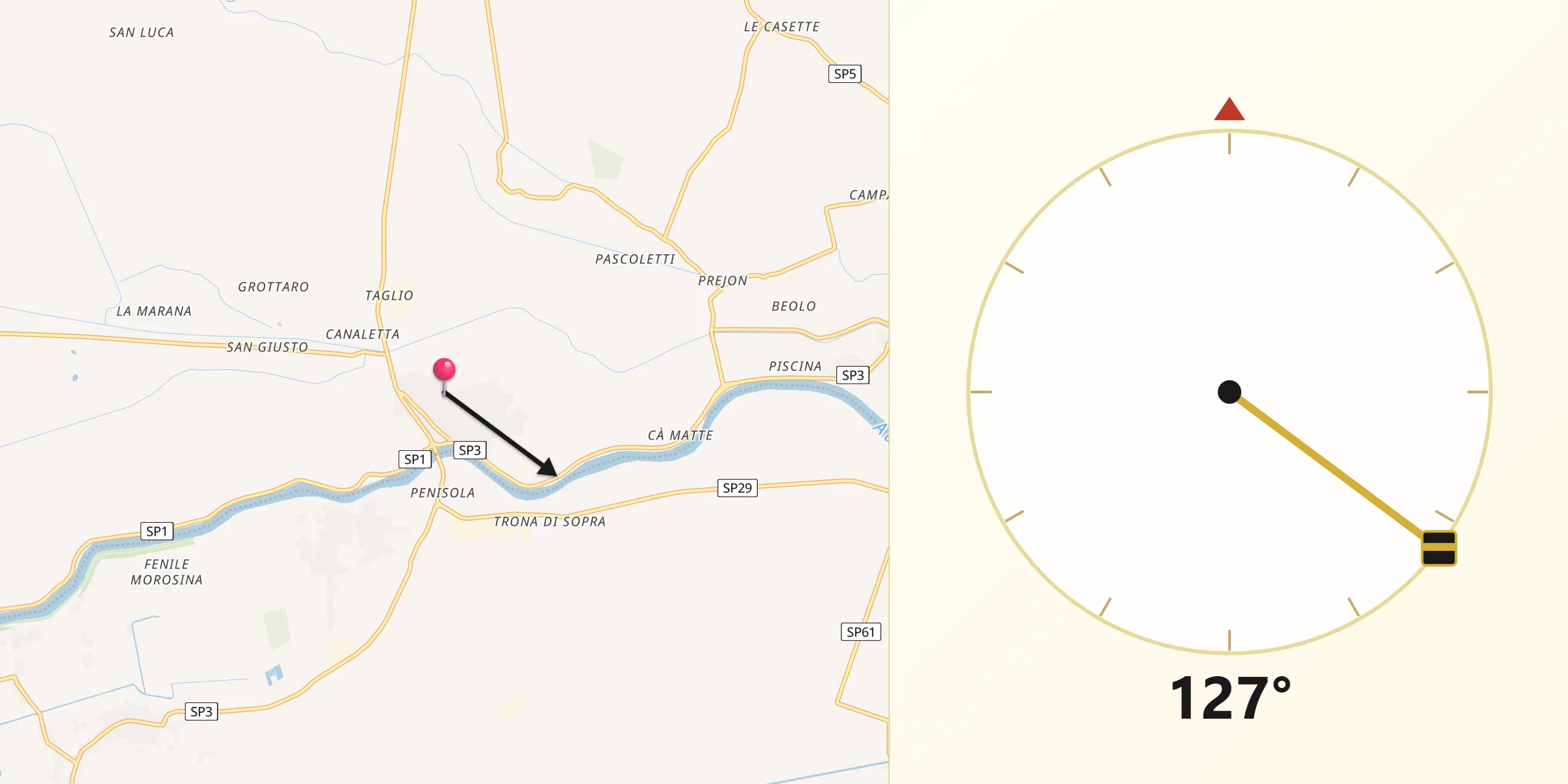 Direzione della Qibla da Anguillara Veneta
