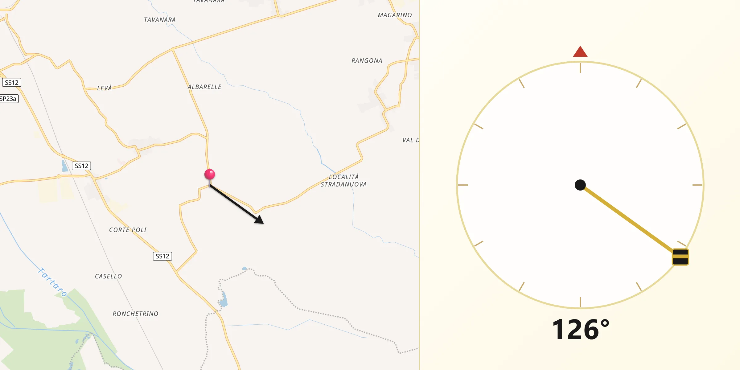 Direzione della Qibla da Maccacari