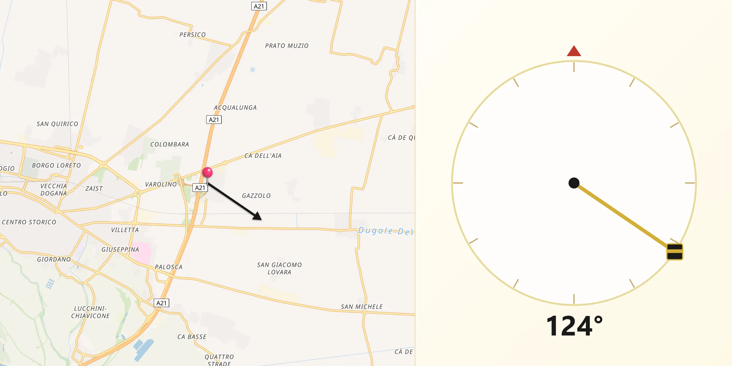 Direzione della Qibla da San Felice