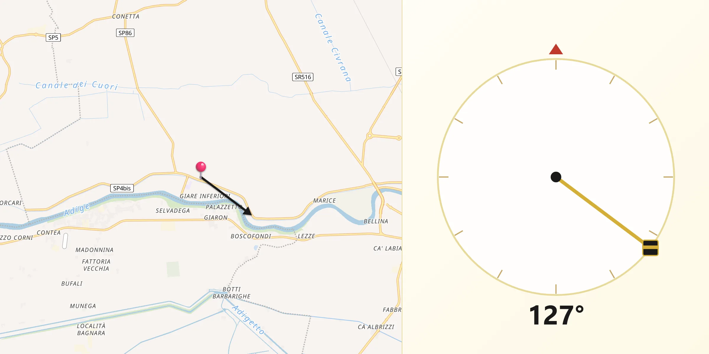 Direzione della Qibla da Rottanova
