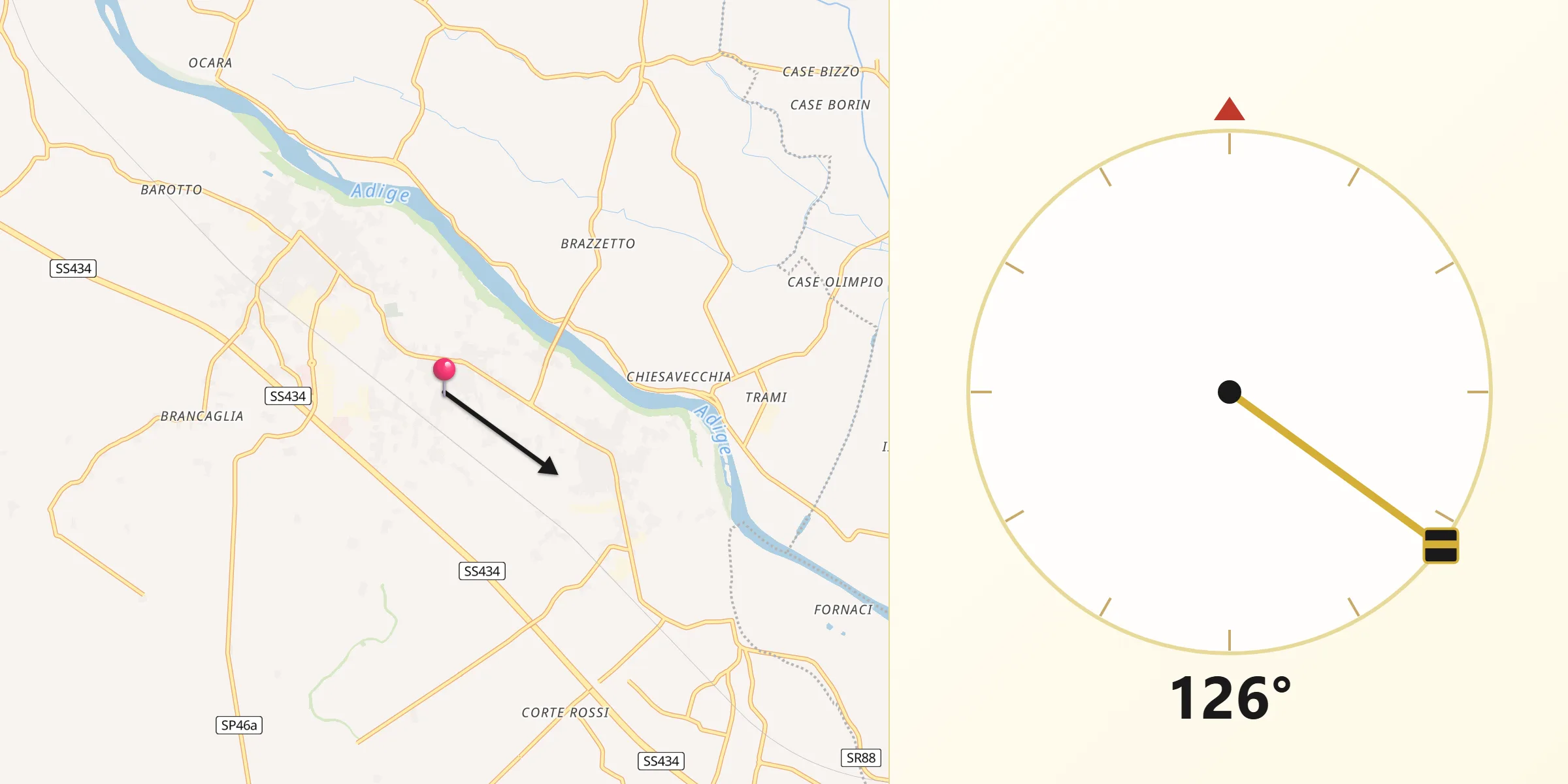 Direzione della Qibla da Spinimbecco