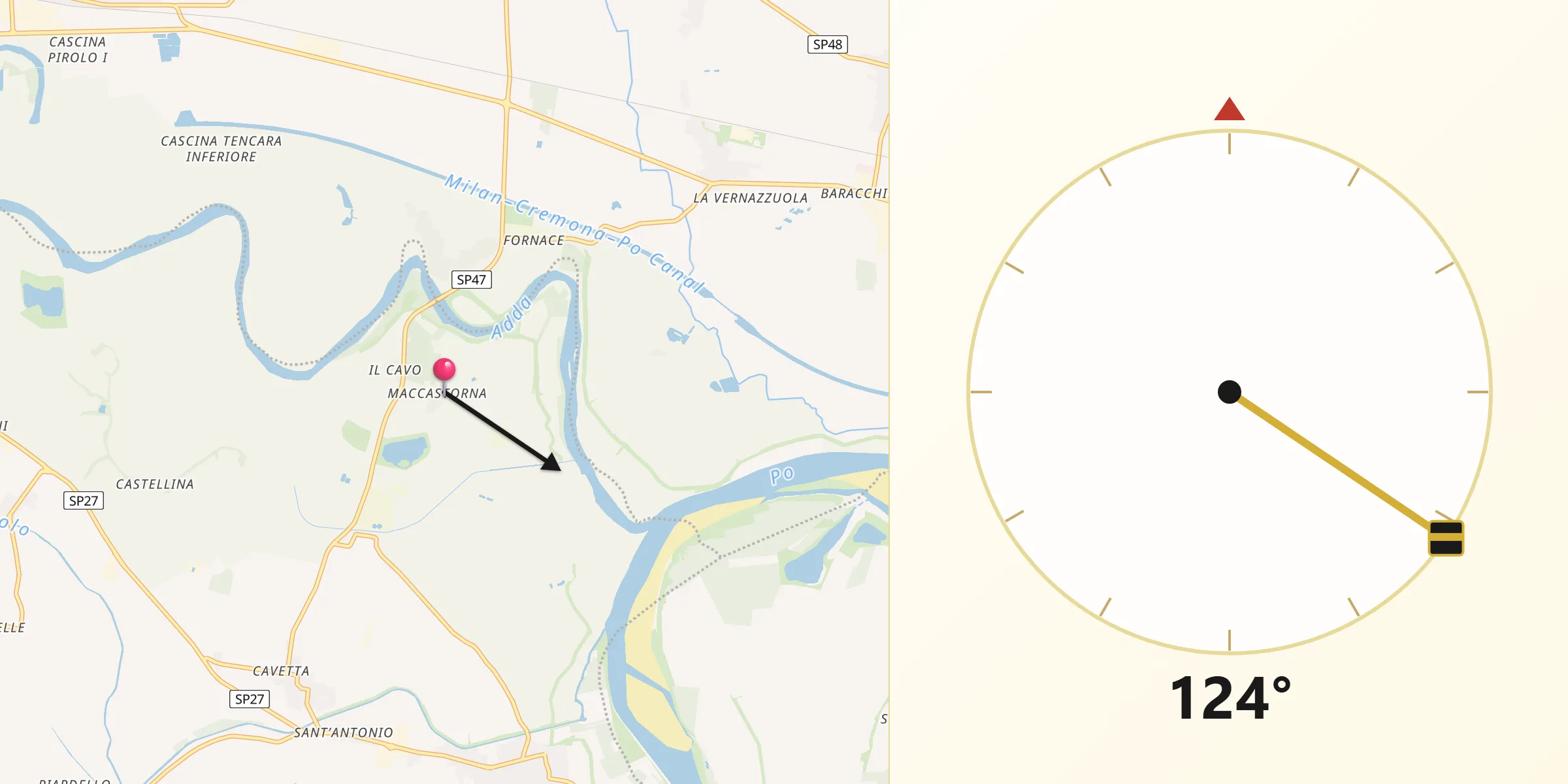 Direzione della Qibla da Maccastorna