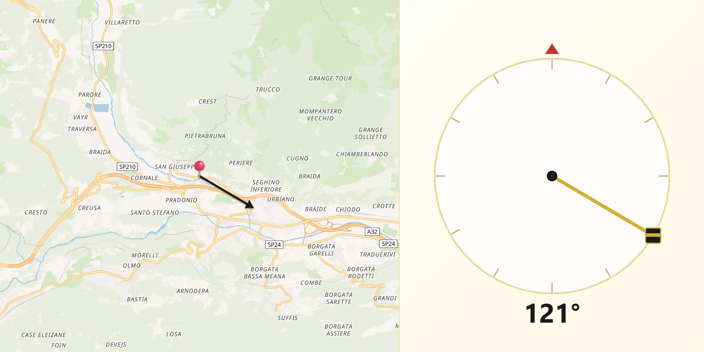Direzione della Qibla da San Giuseppe
