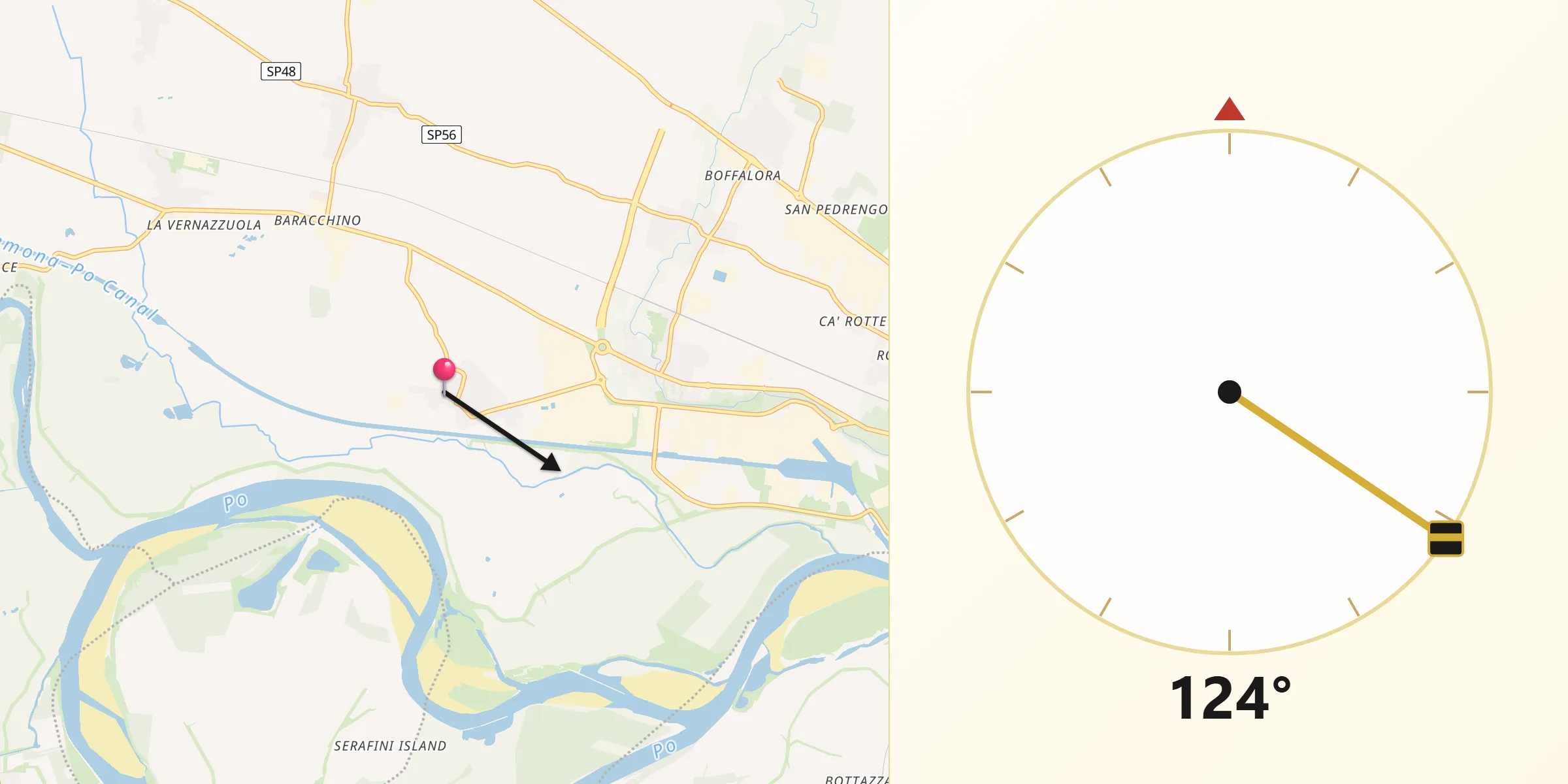 Direzione della Qibla da Spinadesco