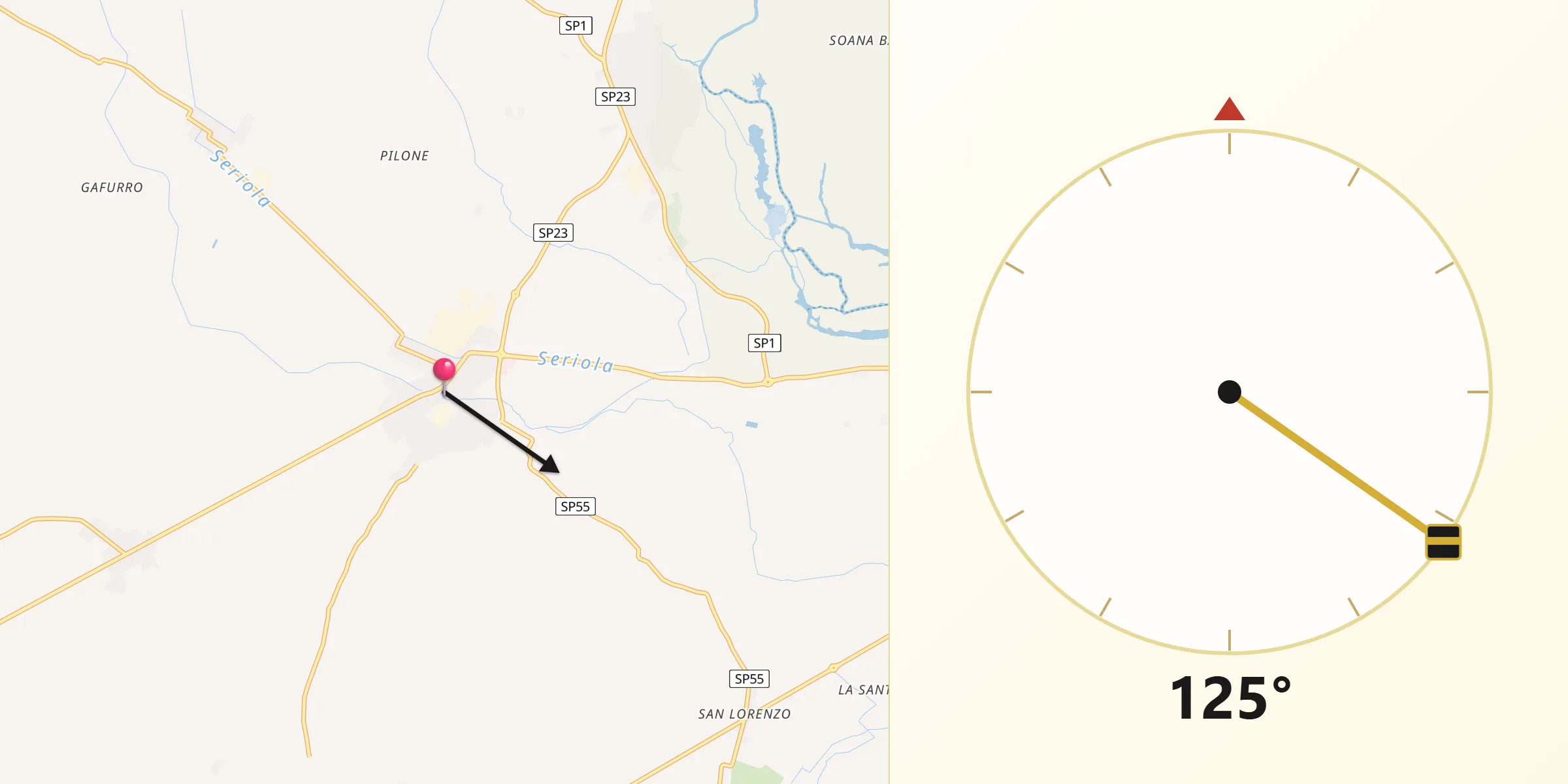 Direzione della Qibla da Castellucchio