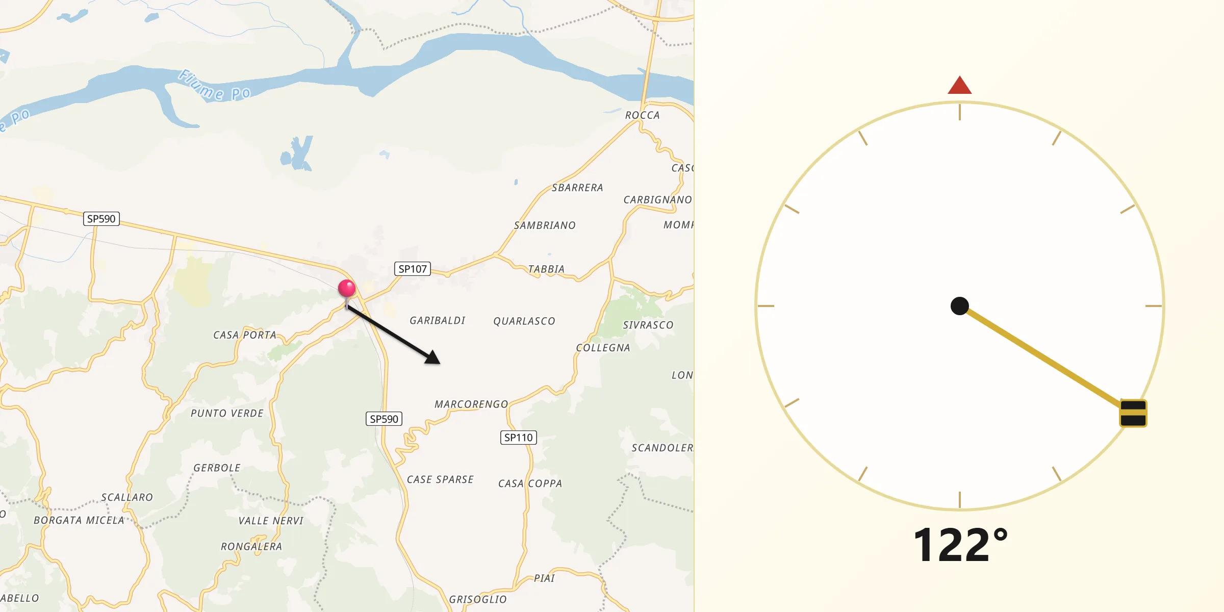 Direzione della Qibla da Cavagnolo
