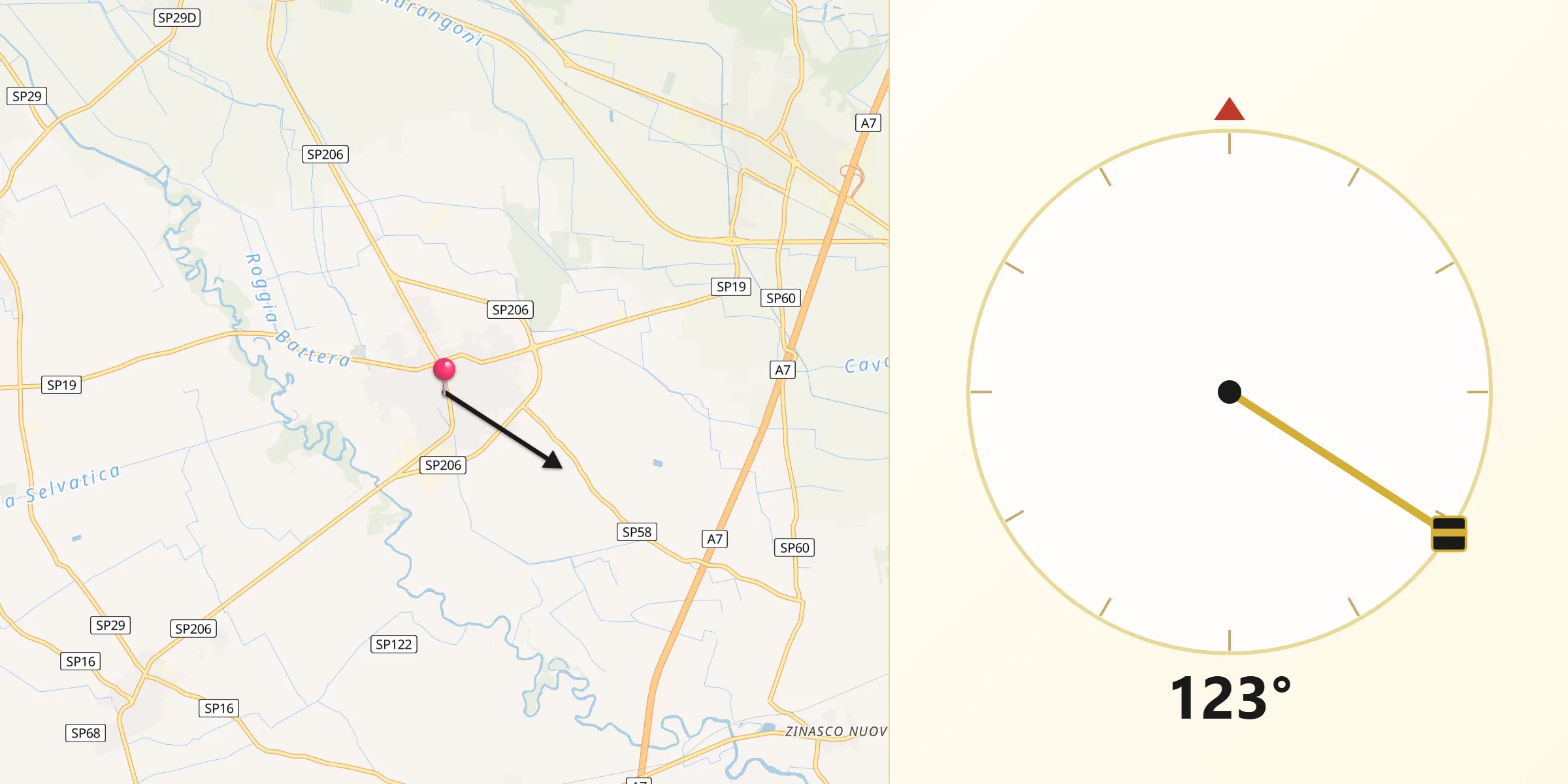 Direzione della Qibla da Dorno