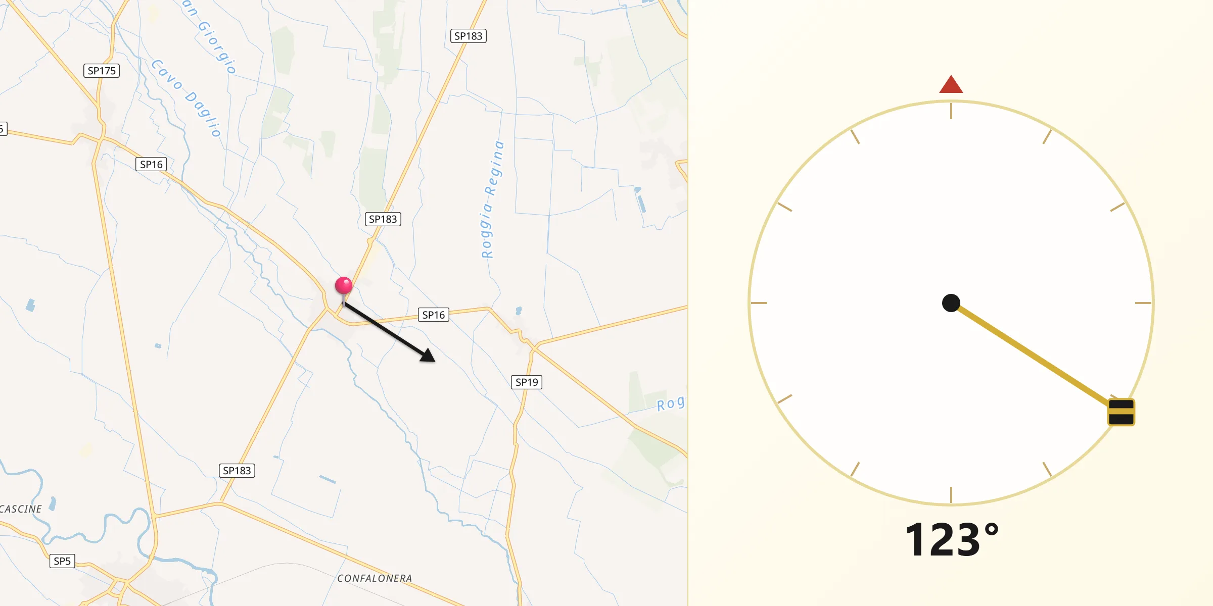 Direzione della Qibla da Ottobiano