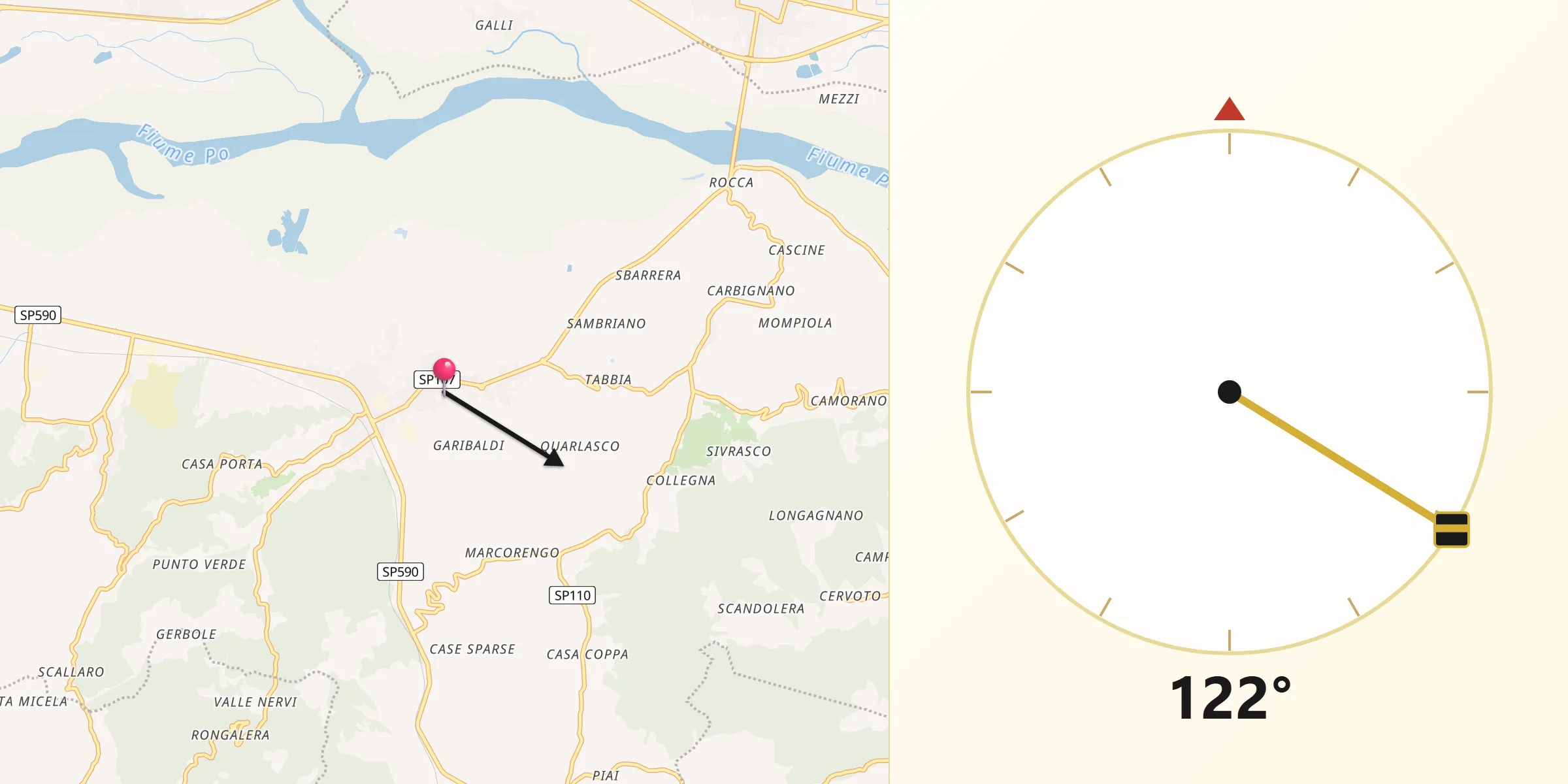 Direzione della Qibla da Brusasco