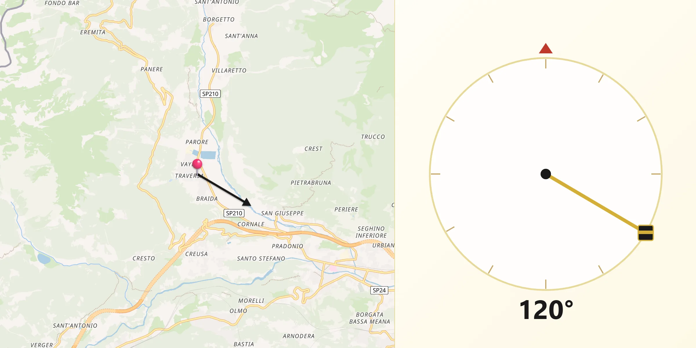 Direzione della Qibla da Venaus