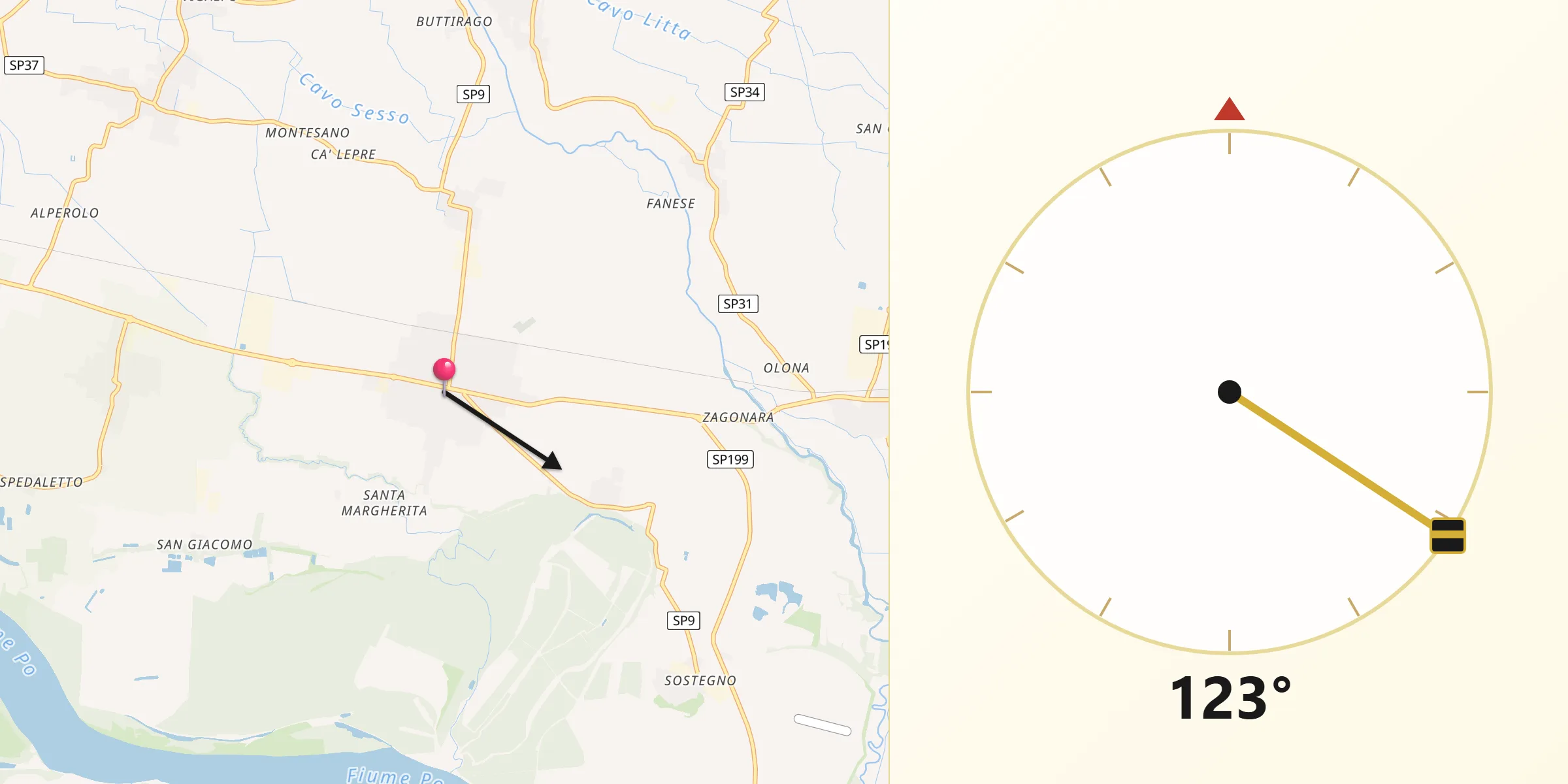Direzione della Qibla da Belgioioso