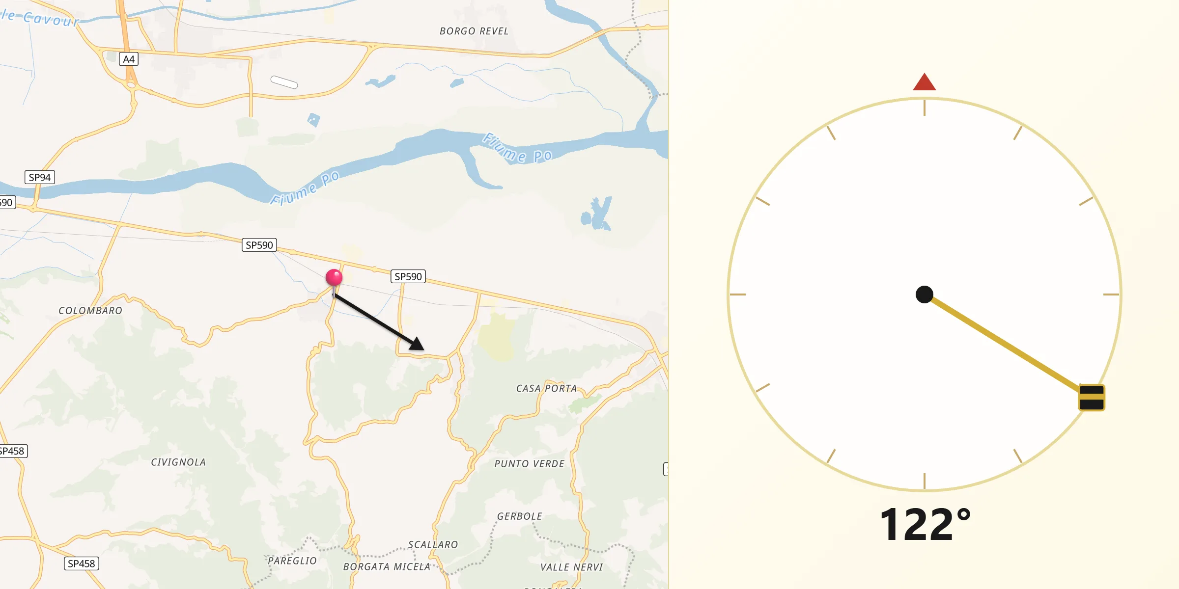 Direzione della Qibla da Lauriano