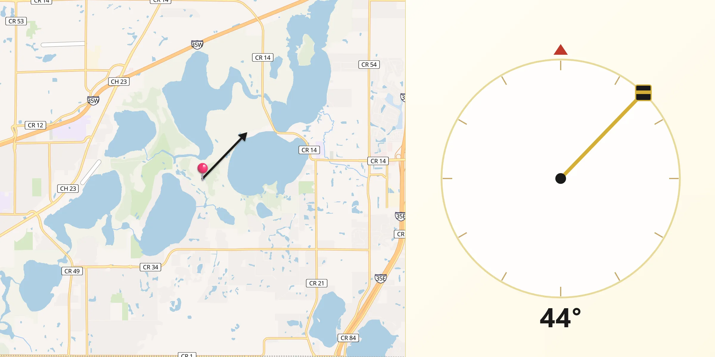 Qibla Direction from Lino Lakes