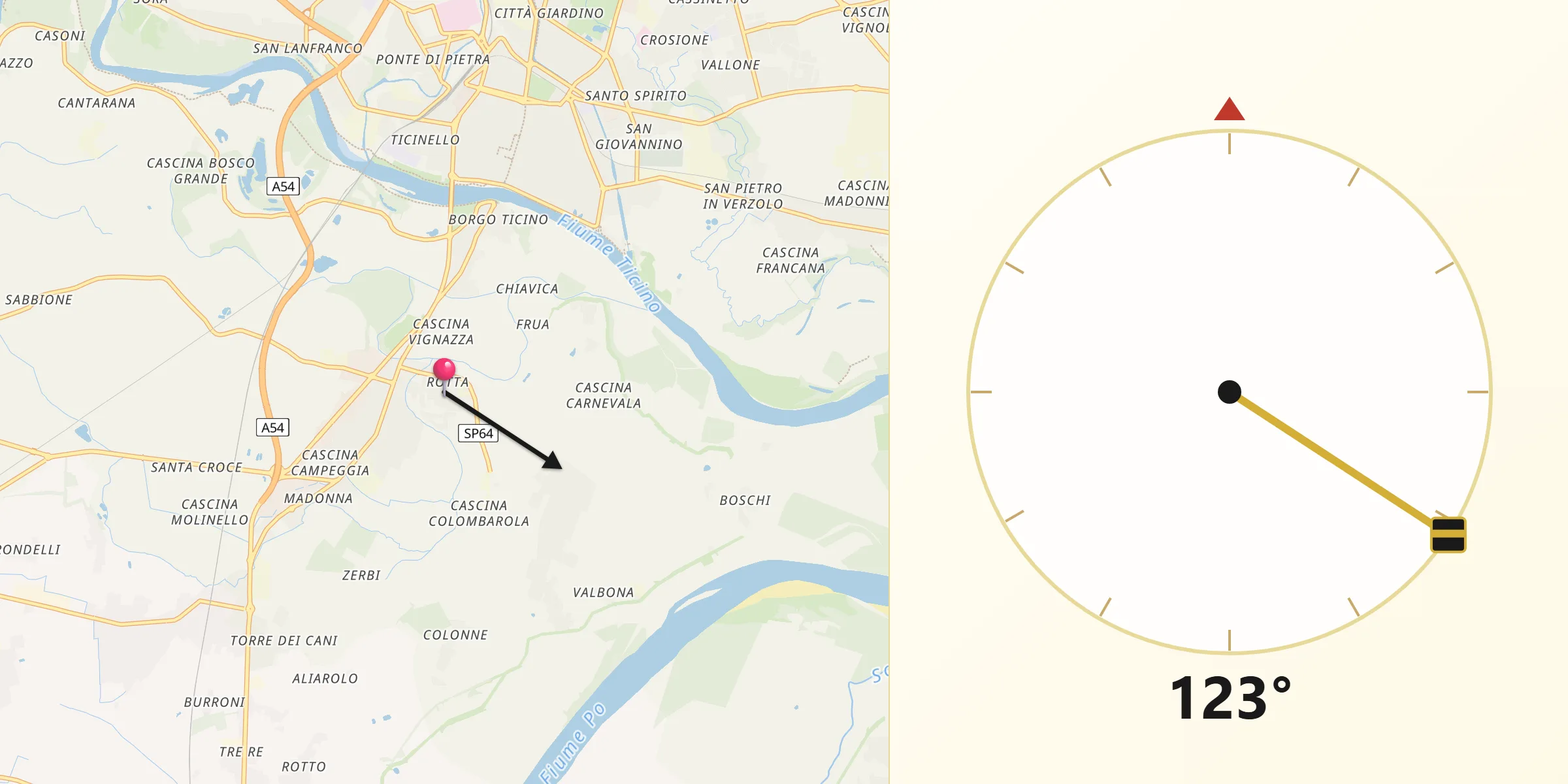 Direzione della Qibla da Rotta