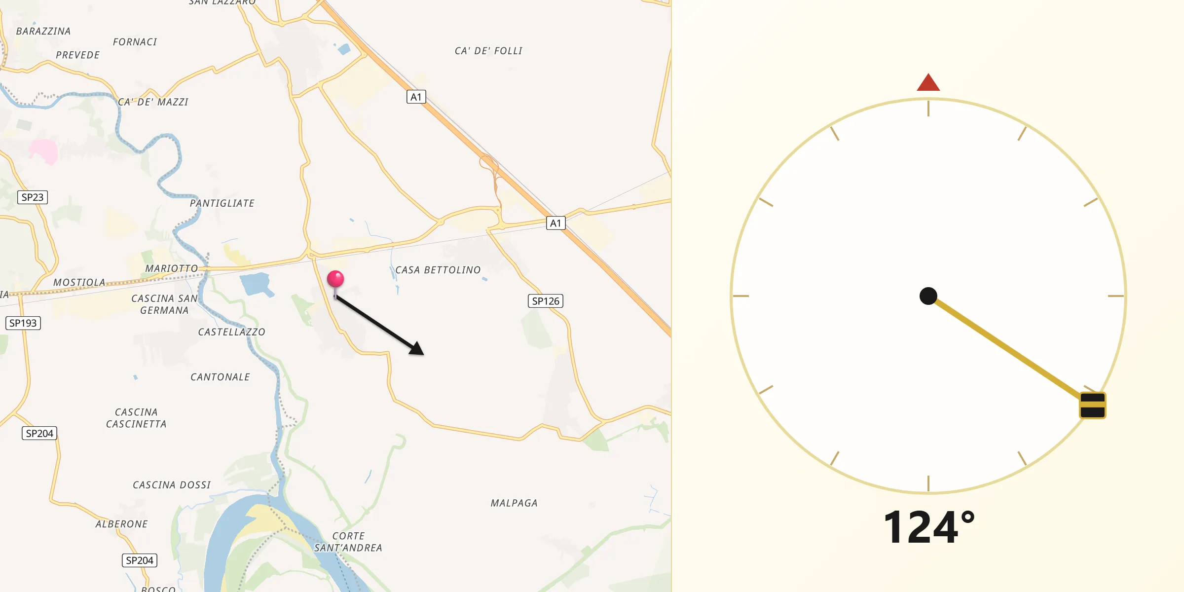 Direzione della Qibla da Orio Litta