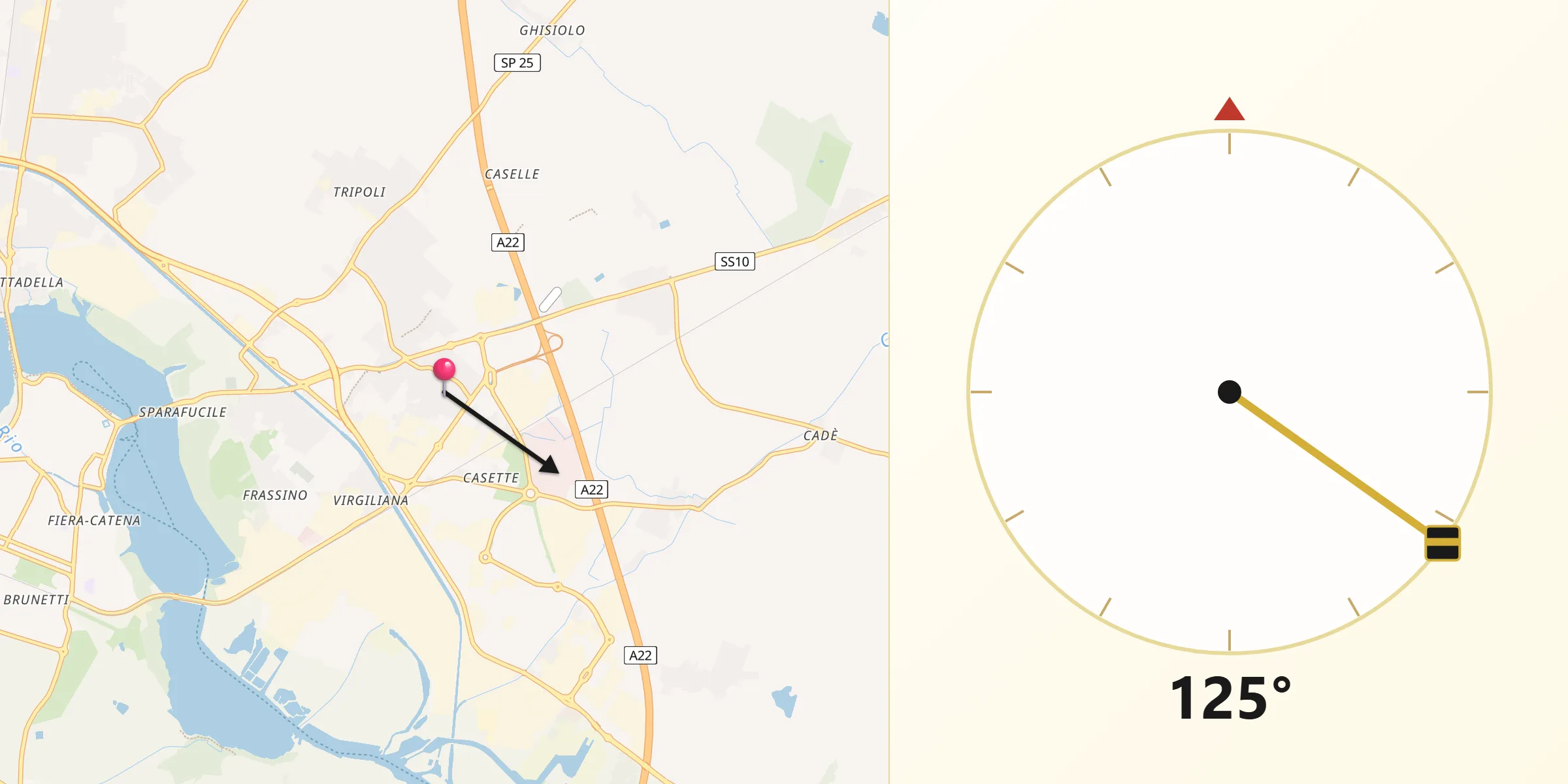 Direzione della Qibla da Mottella